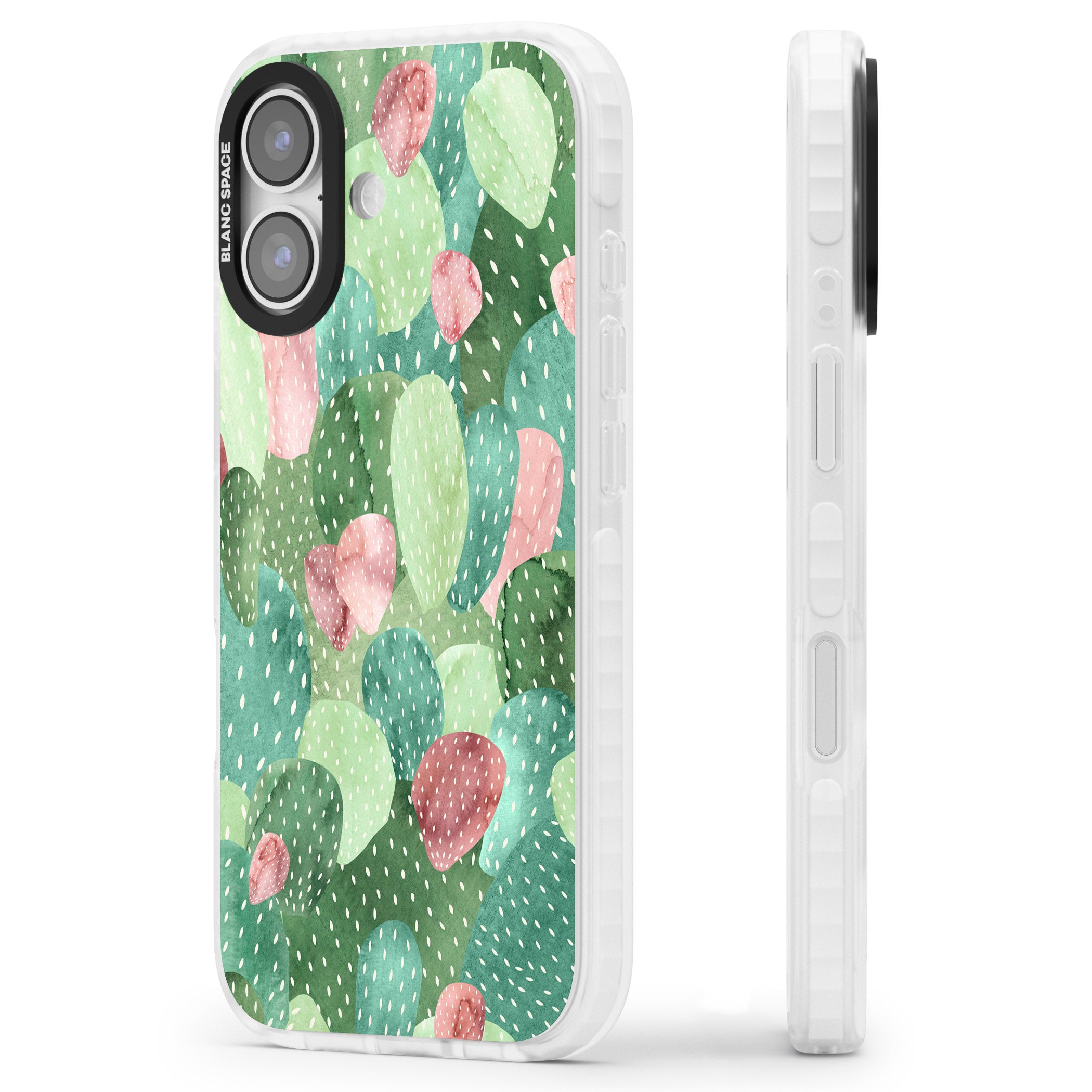 Cactus Charm iPhone 17 Impact Pro Clear Phone Case Side Profile