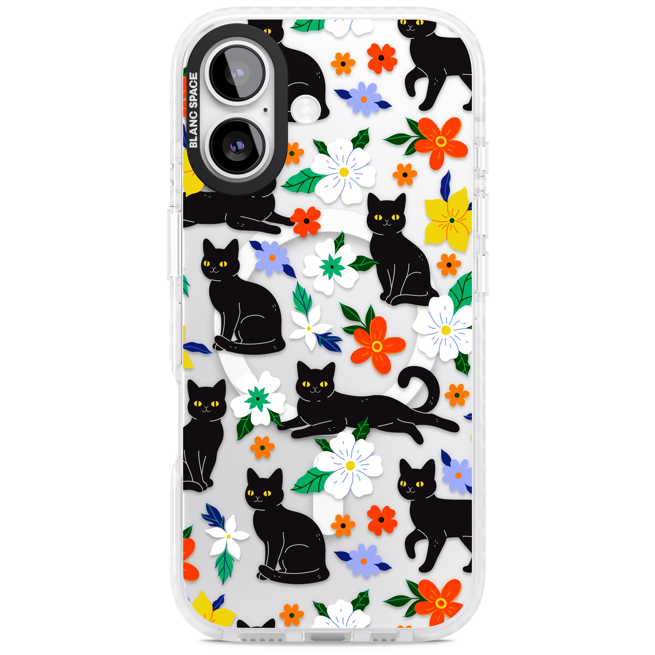 Cats Flowers iPhone 17 Impact Pro Clear Phone Case