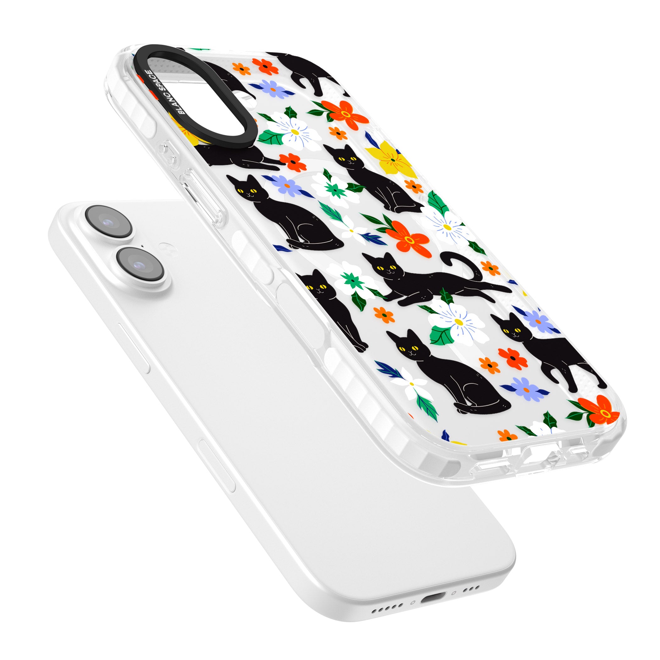 Cats Flowers iPhone 17 Impact Pro Clear Phone Case Colours