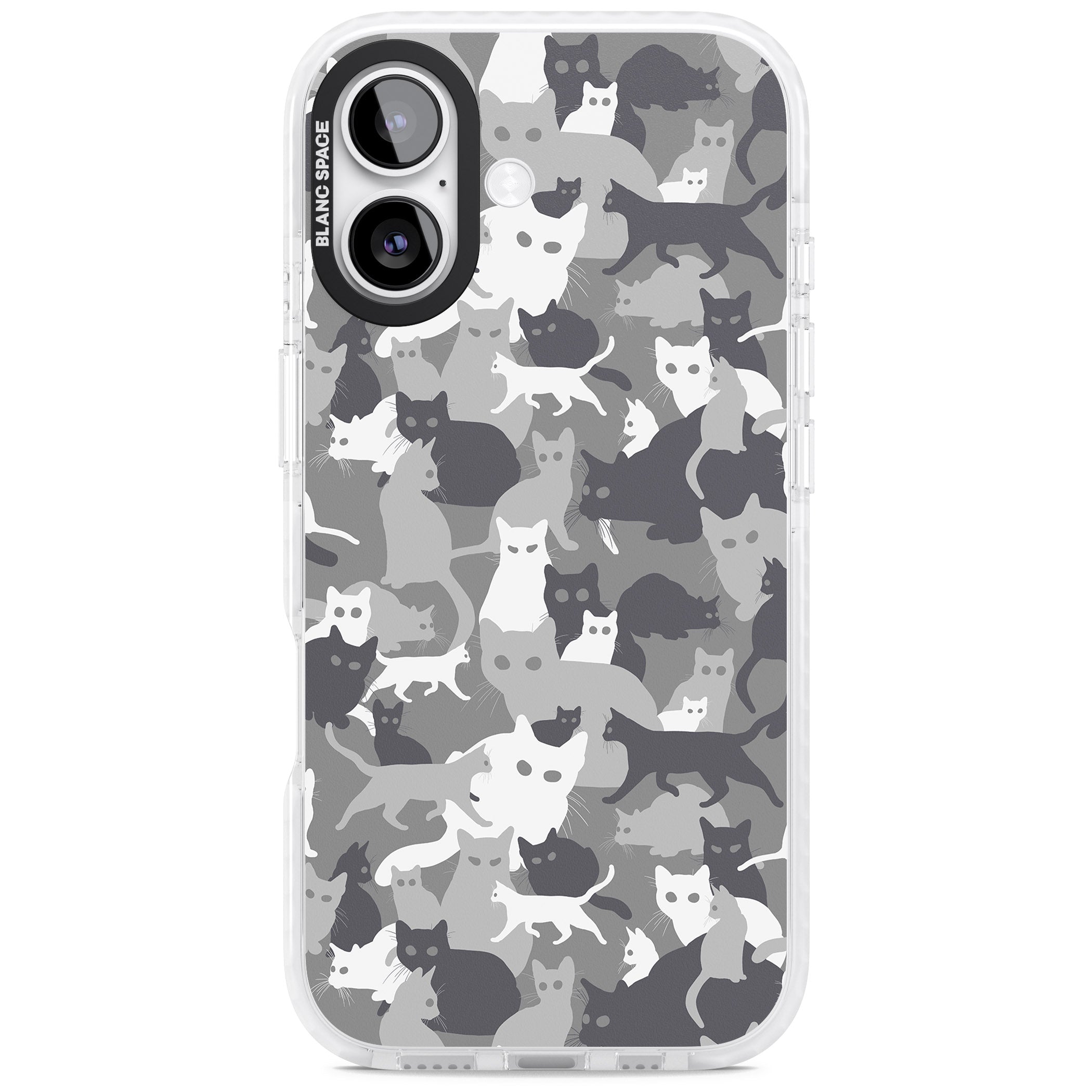 Dark Grey Cat Camouflage iPhone 17 Impact Pro Clear Phone Case