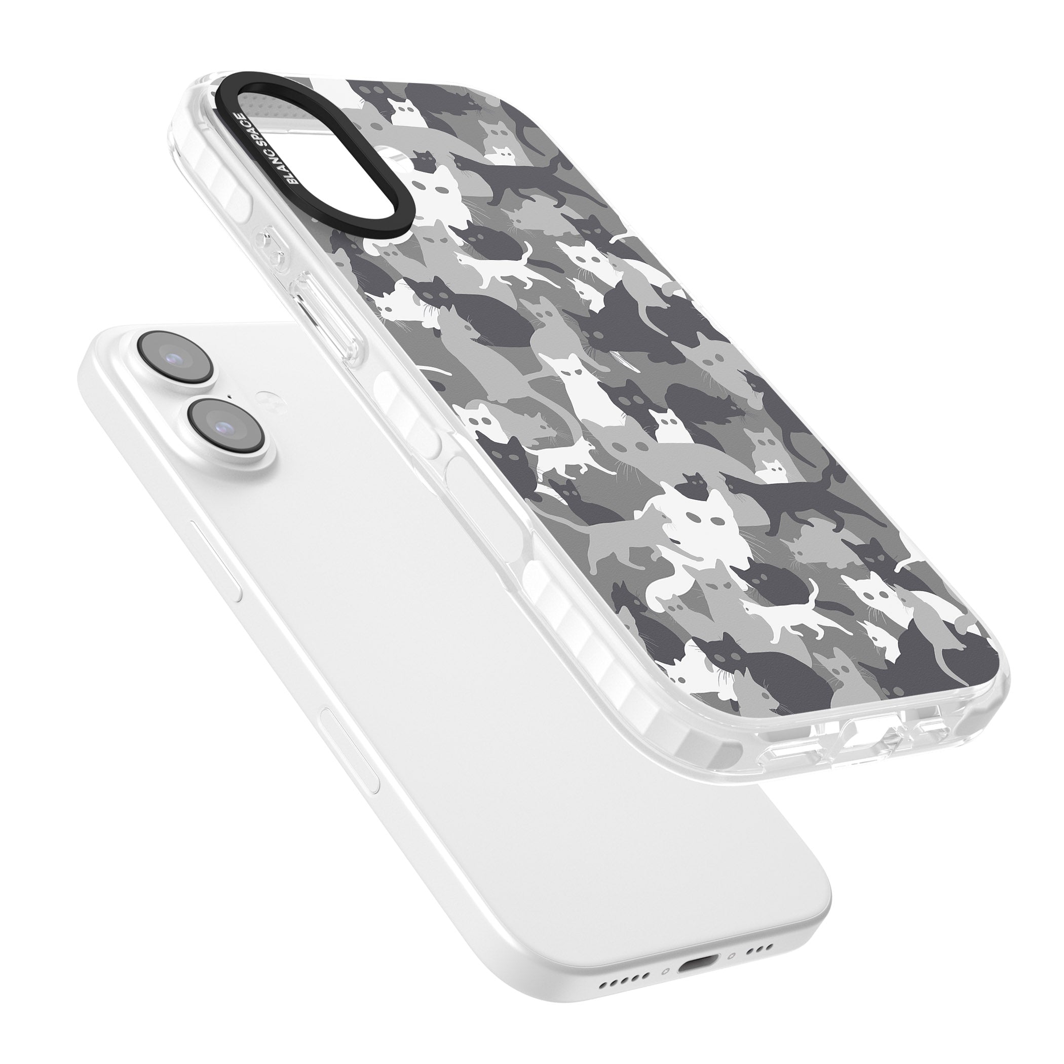 Dark Grey Cat Camouflage iPhone 17 Impact Pro Clear Phone Case Colours
