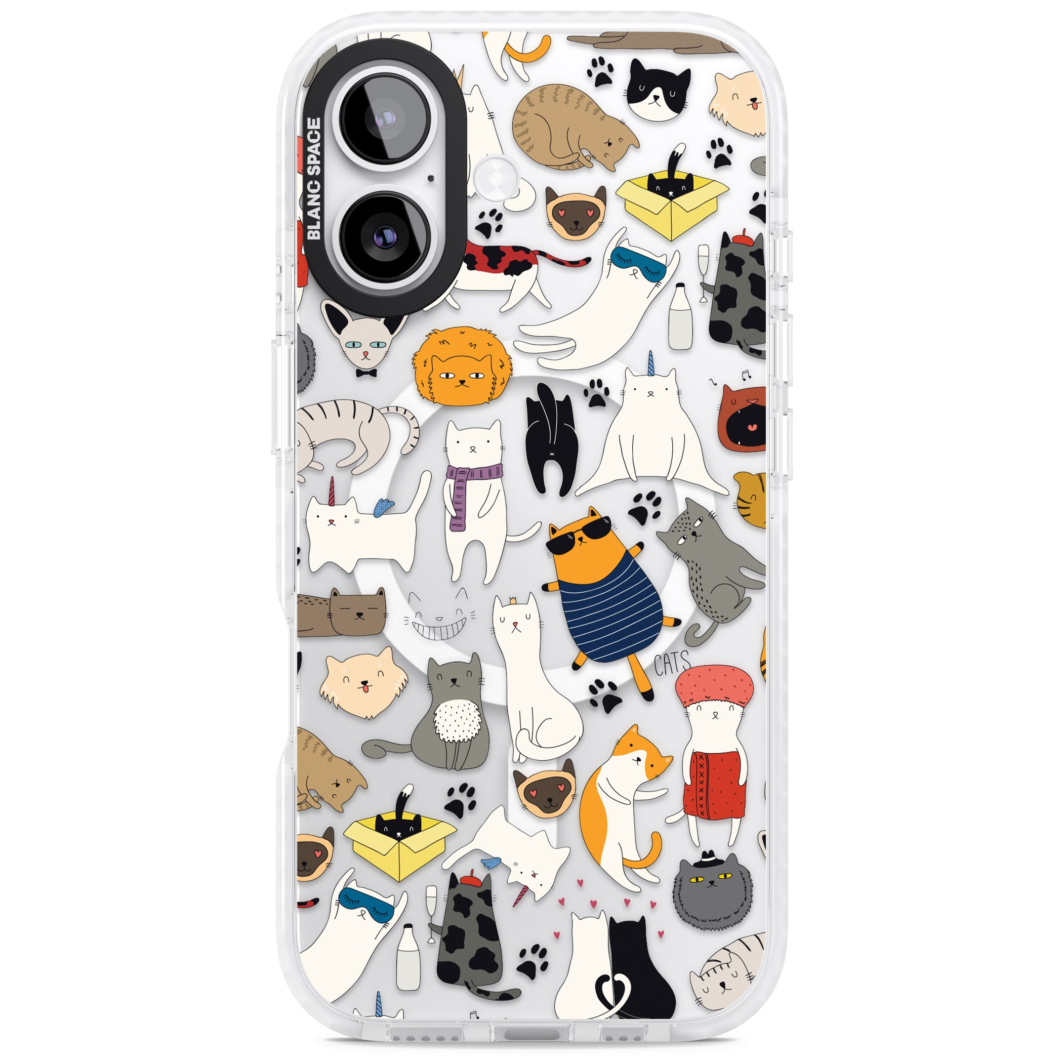 Cartoon Cat Collage iPhone 17 Impact Pro Clear Phone Case