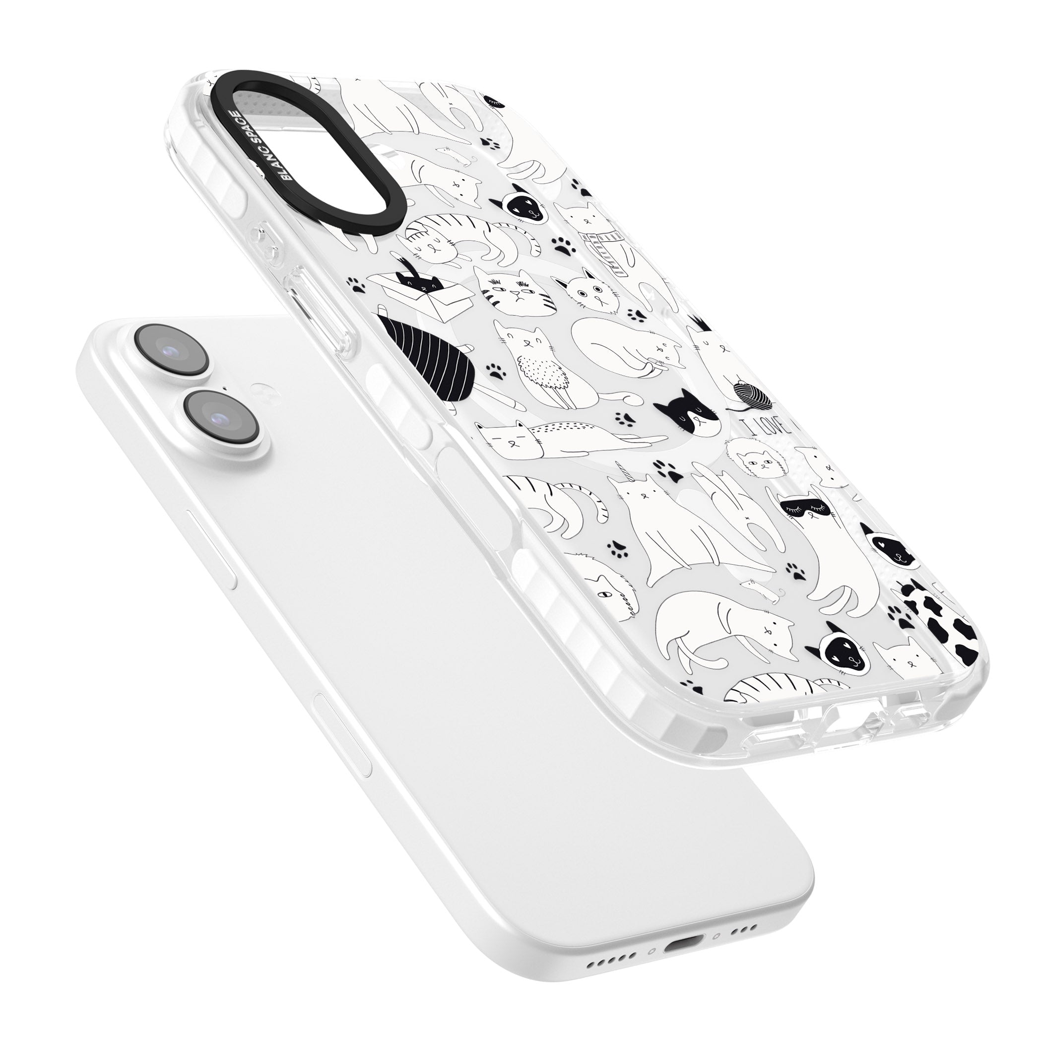 Cartoon Cat Collage Black & White iPhone 17 Impact Pro Clear Phone Case Colours