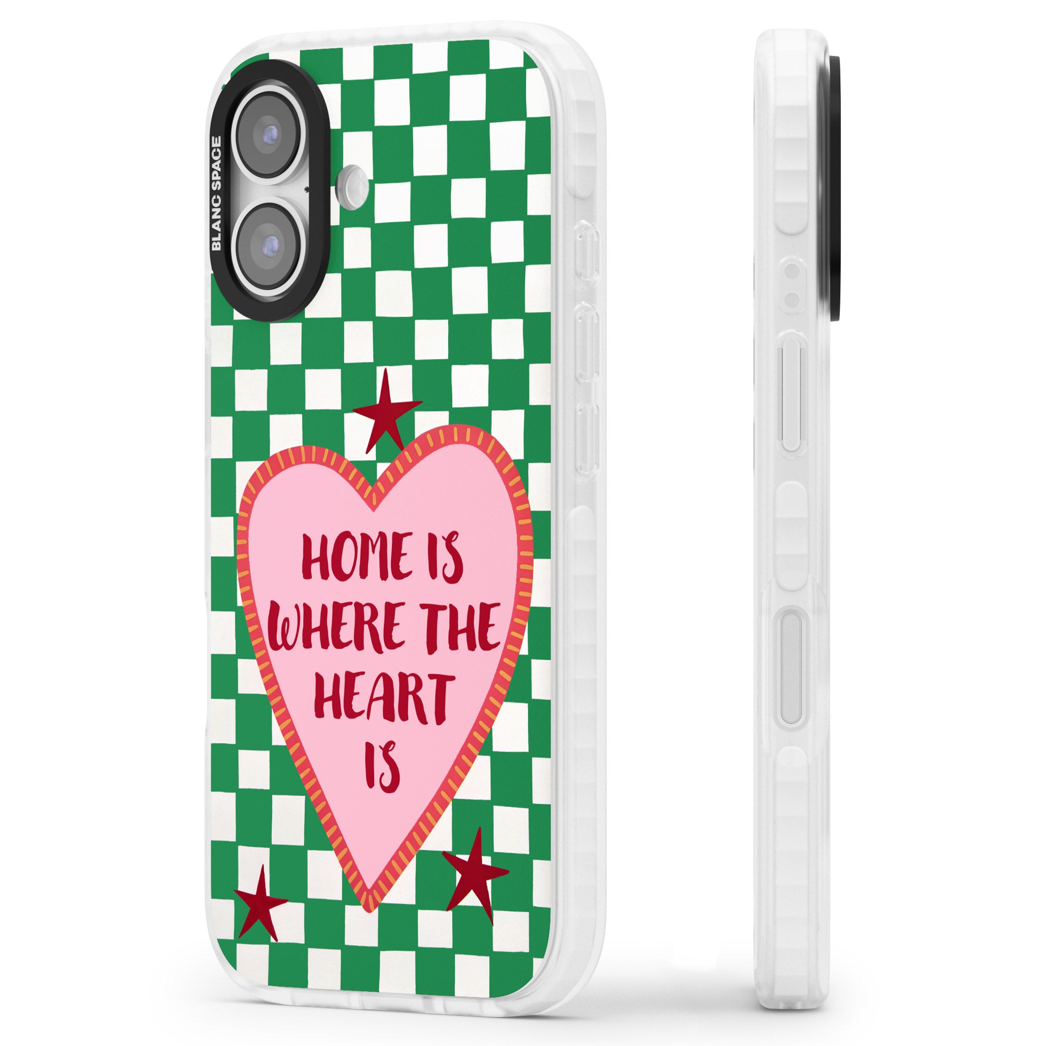 Home Is Where The Heart Is iPhone 17 Impact Pro Clear Phone Case Side Profile