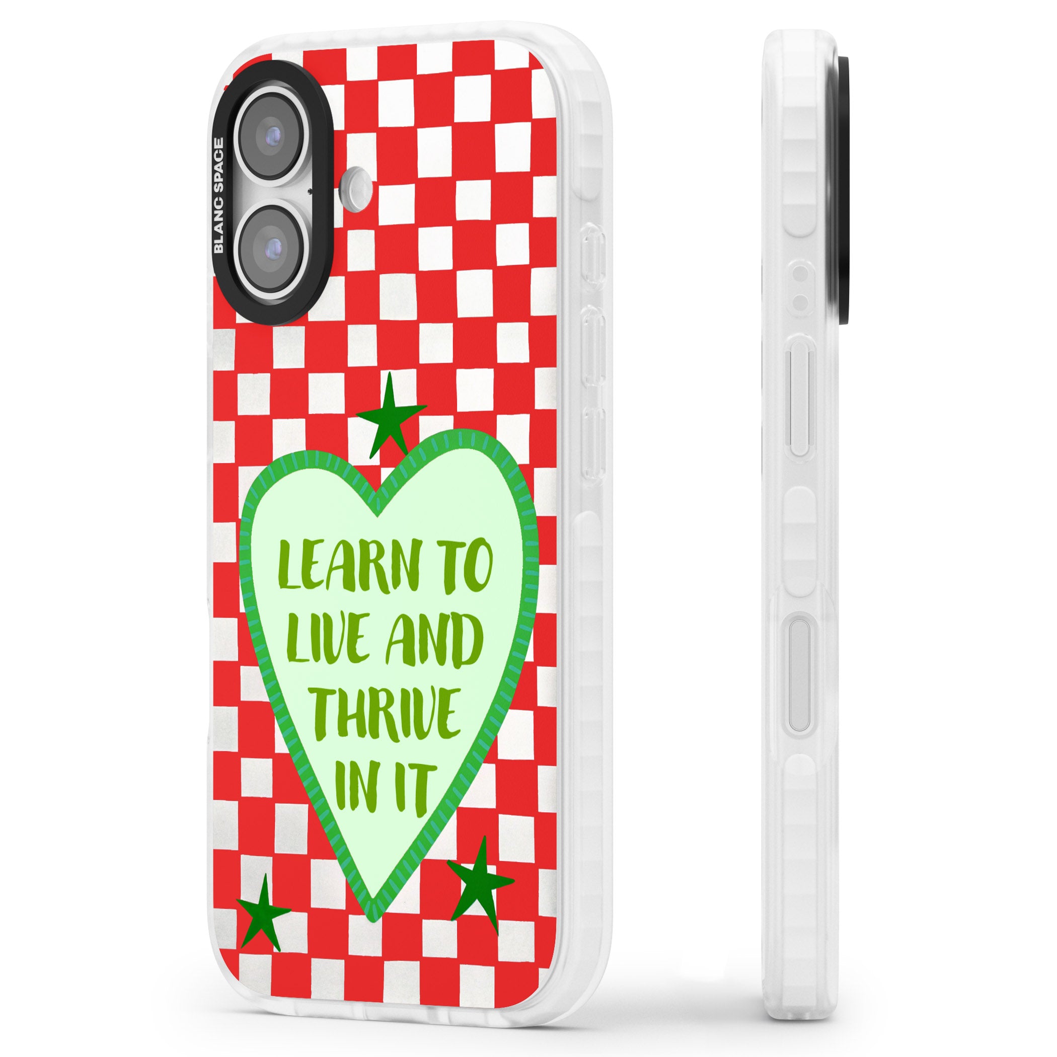 Learn To Live iPhone 17 Impact Pro Clear Phone Case Side Profile