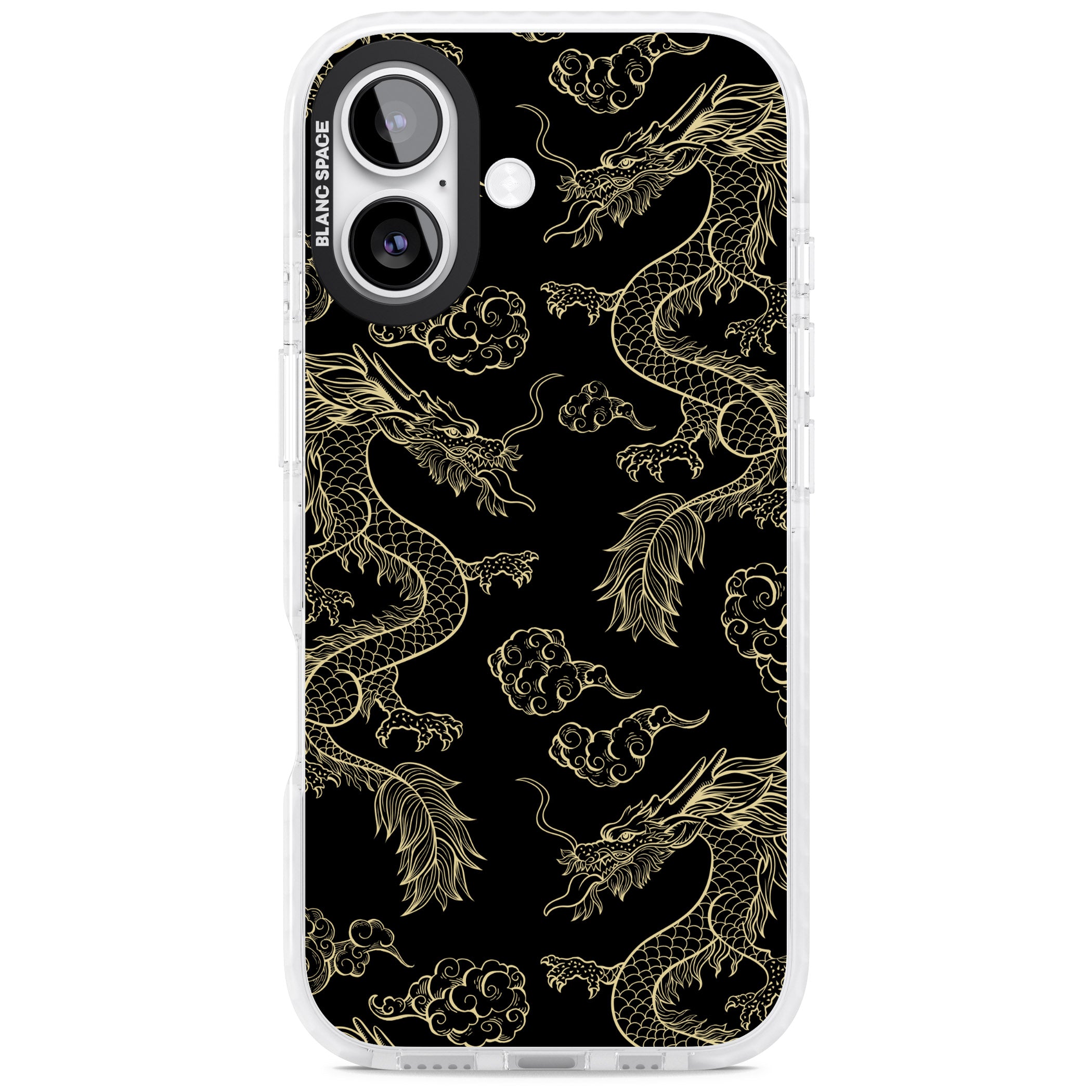 Black And Gold Dragon Pattern iPhone 17 Impact Pro Clear Phone Case