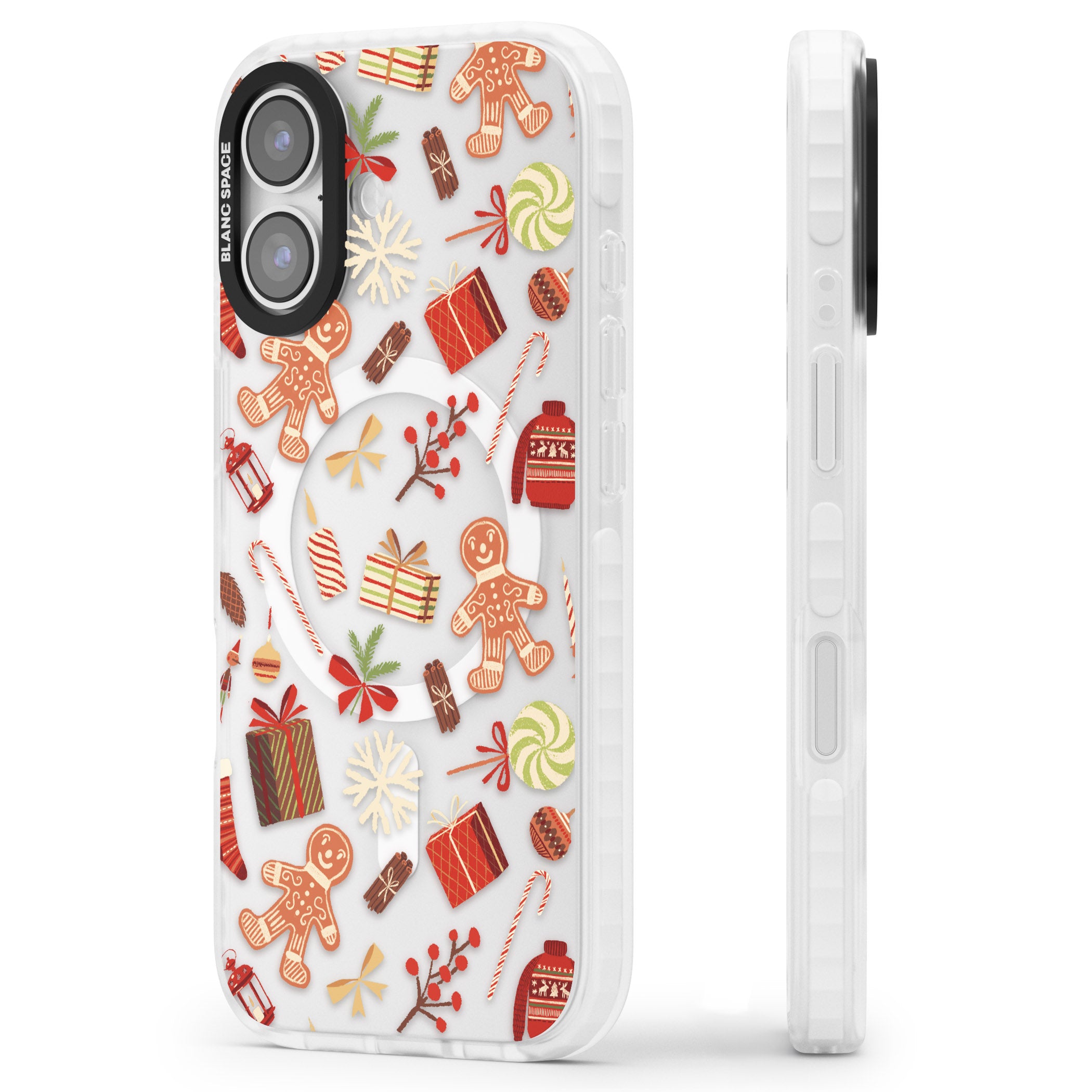 Christmas Assortments iPhone 17 Impact Pro Clear Phone Case Side Profile