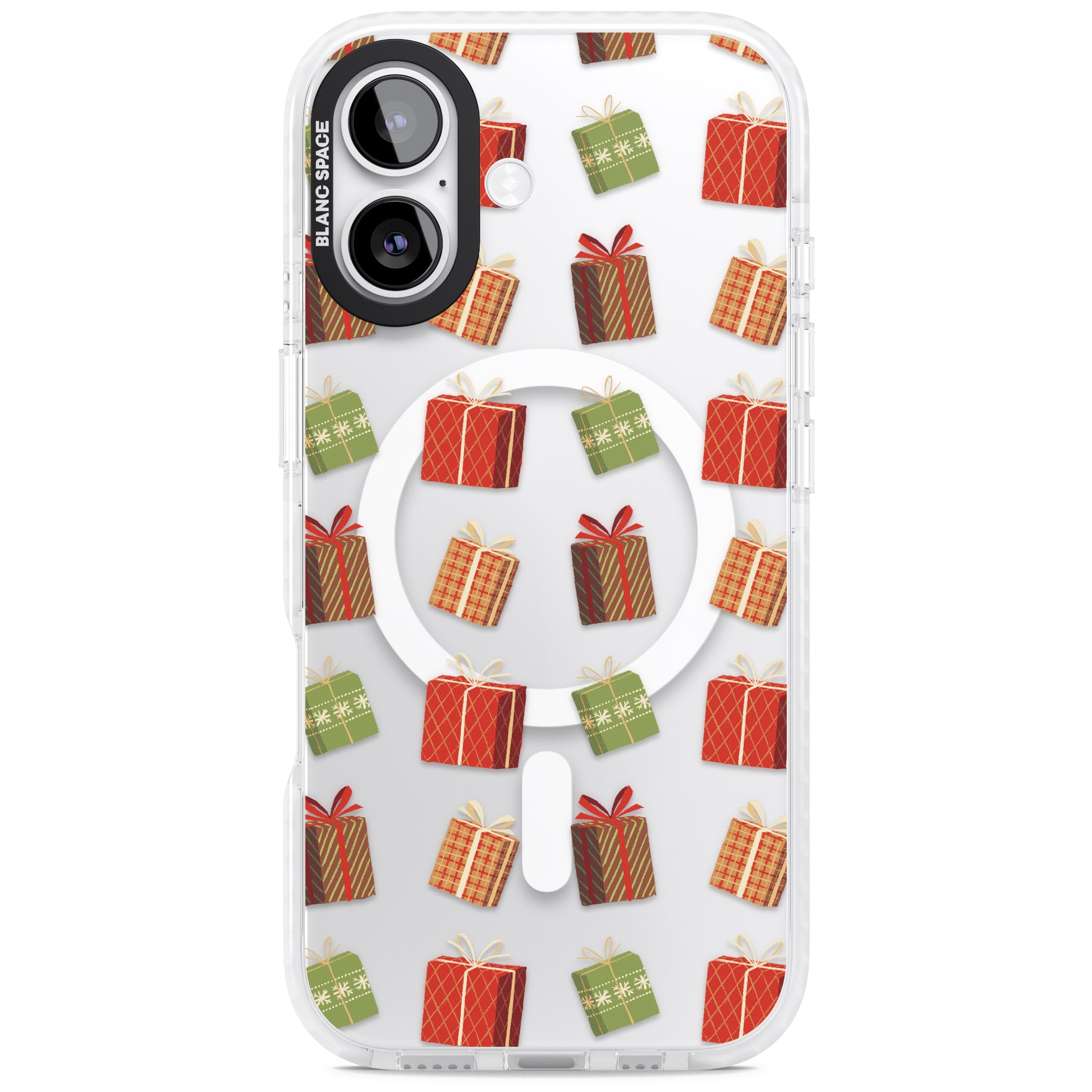 Christmas Presents Pattern iPhone 17 Impact Pro Clear Phone Case