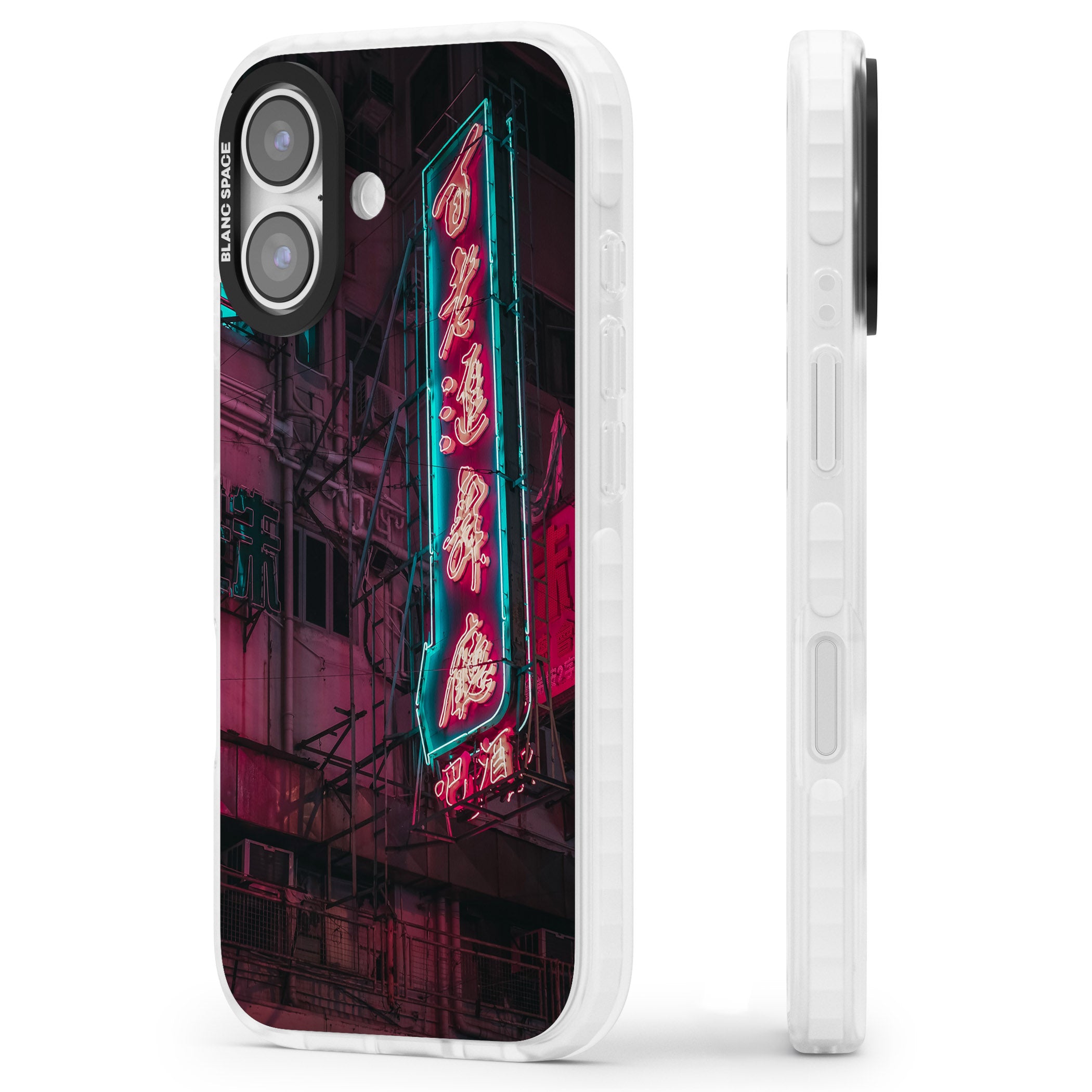 Neon Kanji Cityscape iPhone 17 Impact Pro Clear Phone Case Side Profile