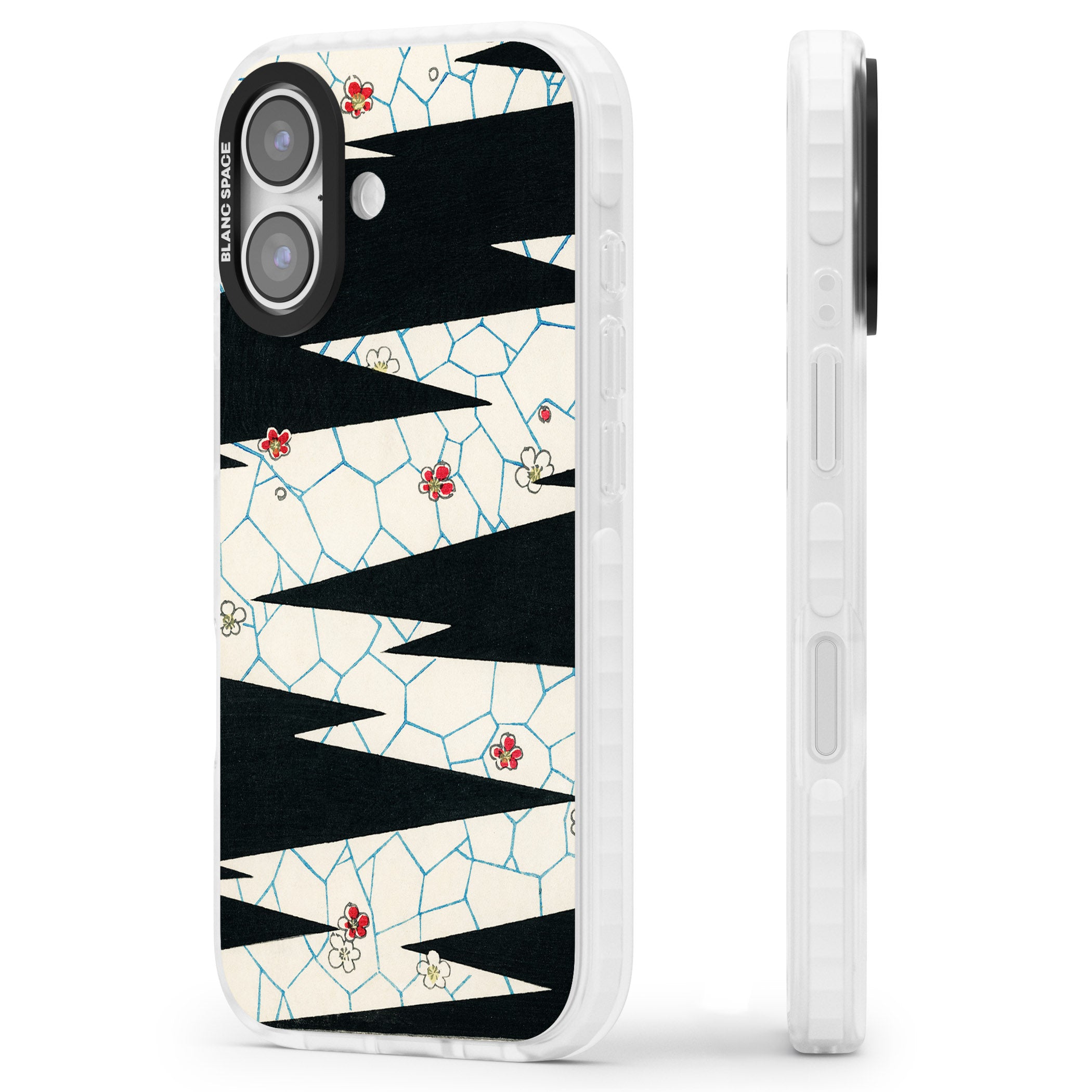 Japanese Flowers By Bijutsu Sekai iPhone 17 Impact Pro Clear Phone Case Side Profile