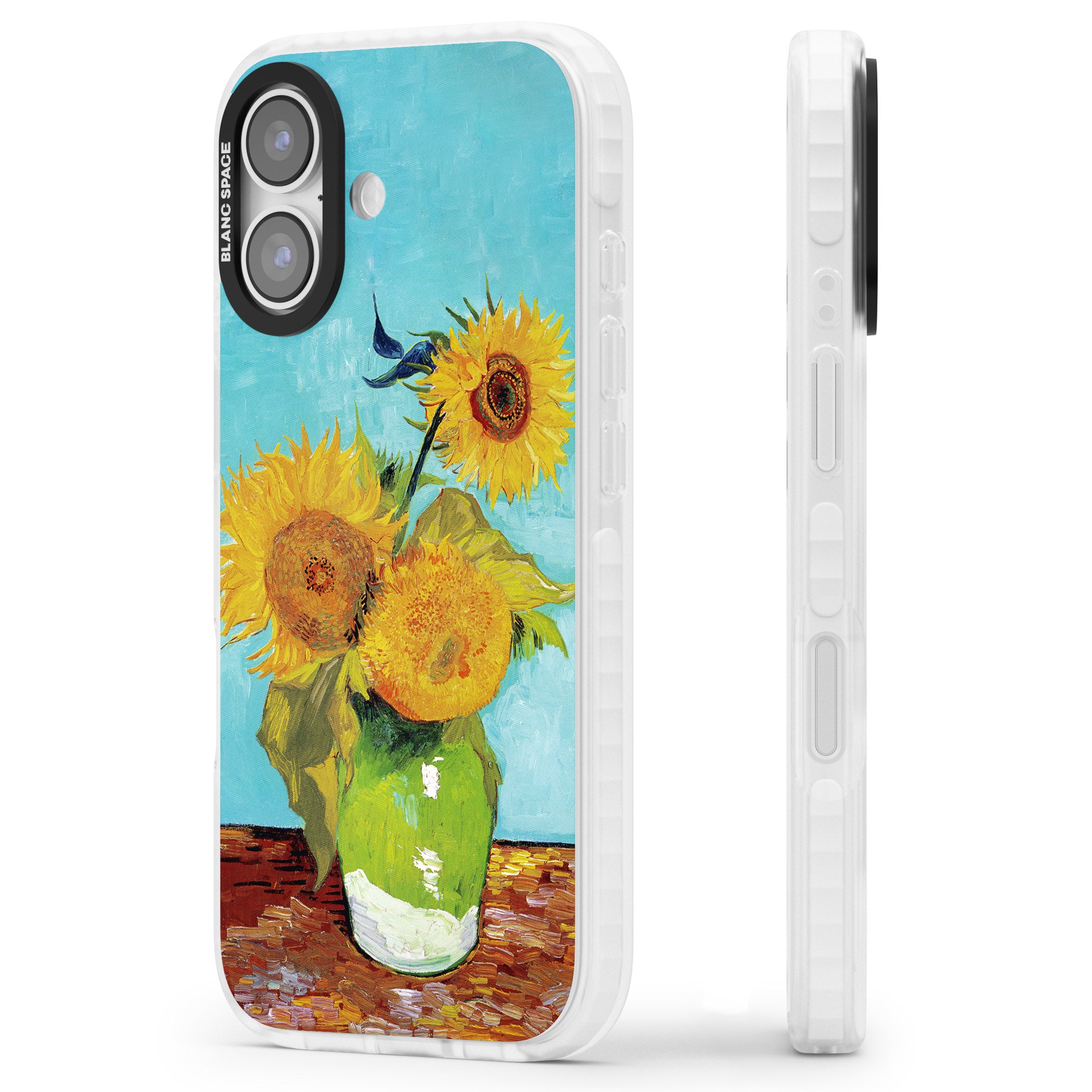 Vase With Three Sunflowers iPhone 17 Impact Pro Clear Phone Case Side Profile