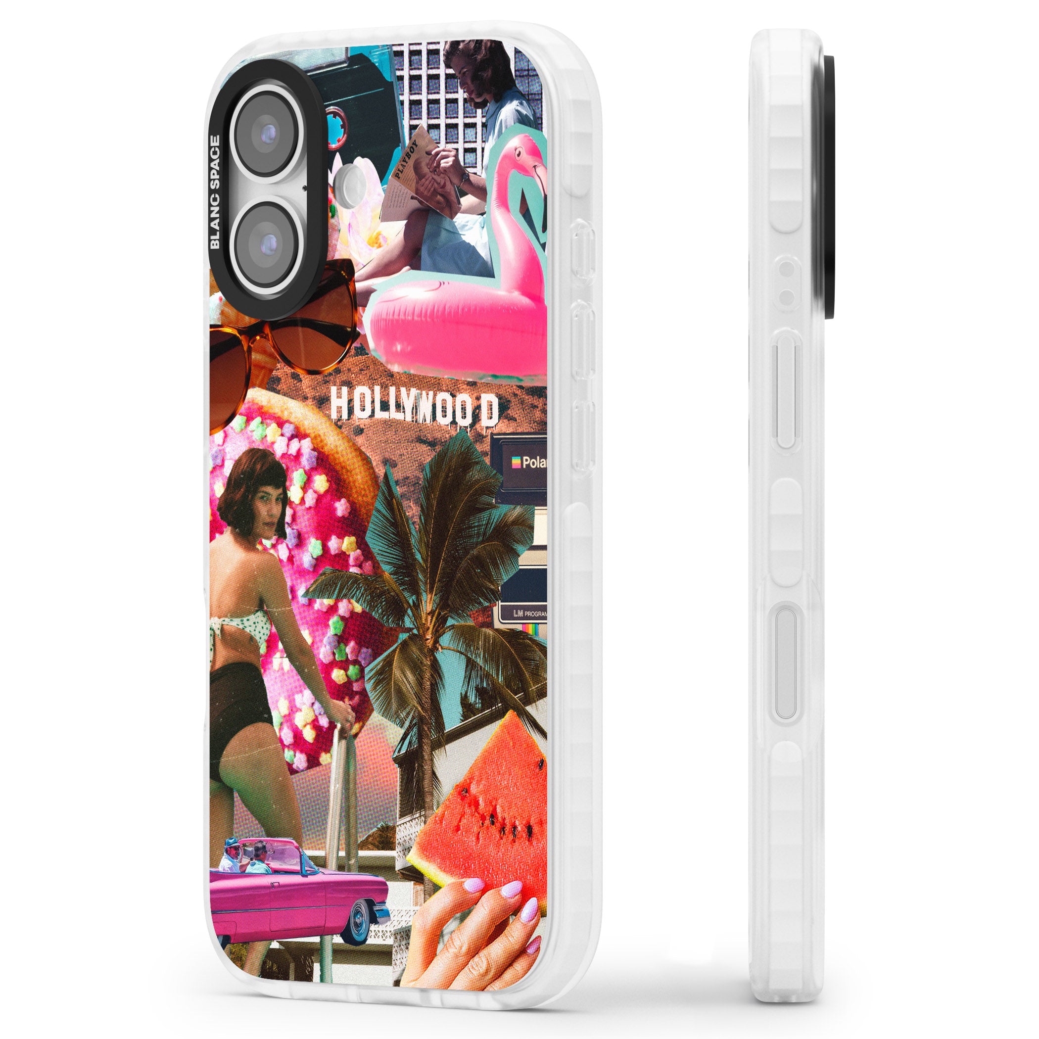 Hollywood Retro Collage iPhone 17 Impact Pro Clear Phone Case Side Profile