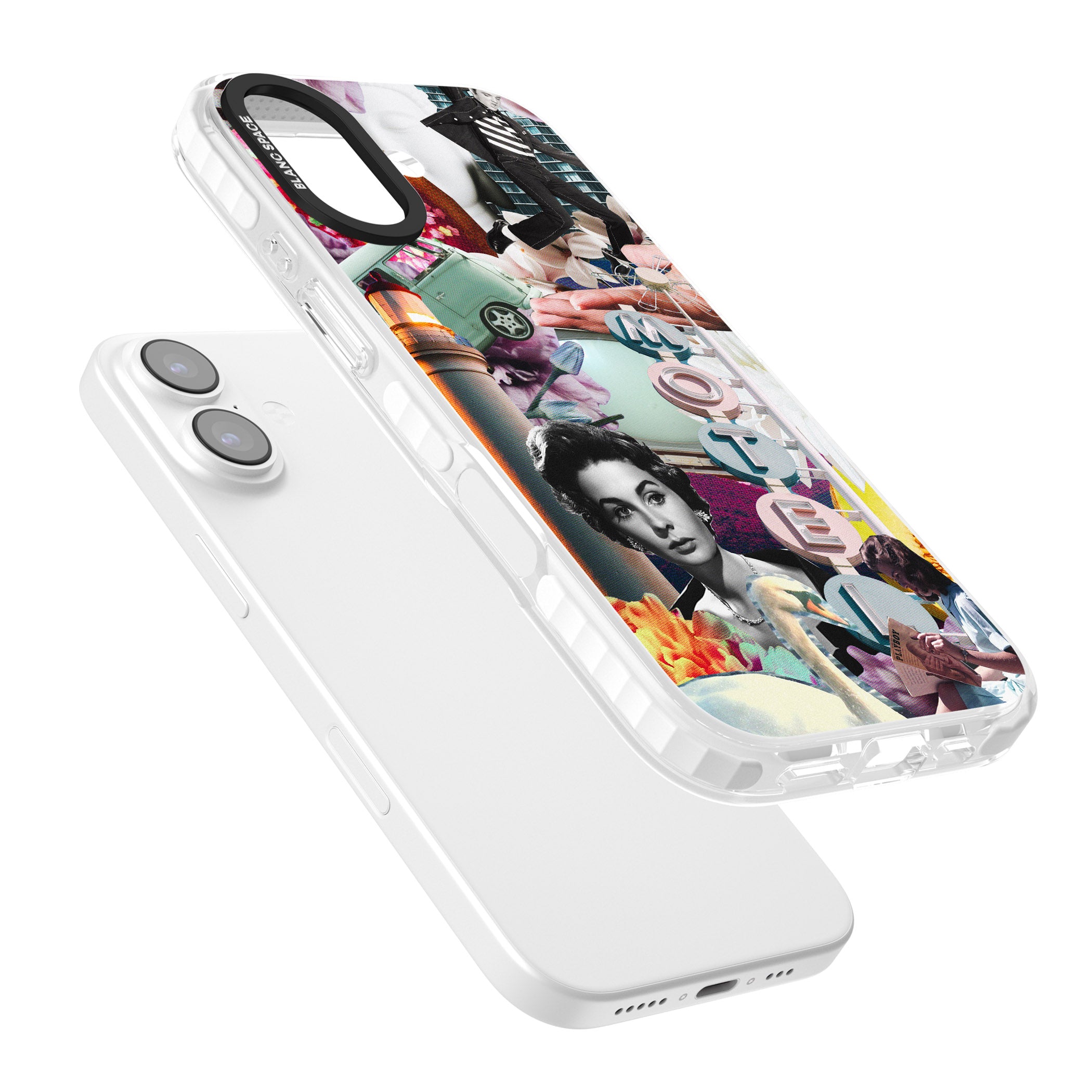 Retro Motel Collage iPhone 17 Impact Pro Clear Phone Case Colours