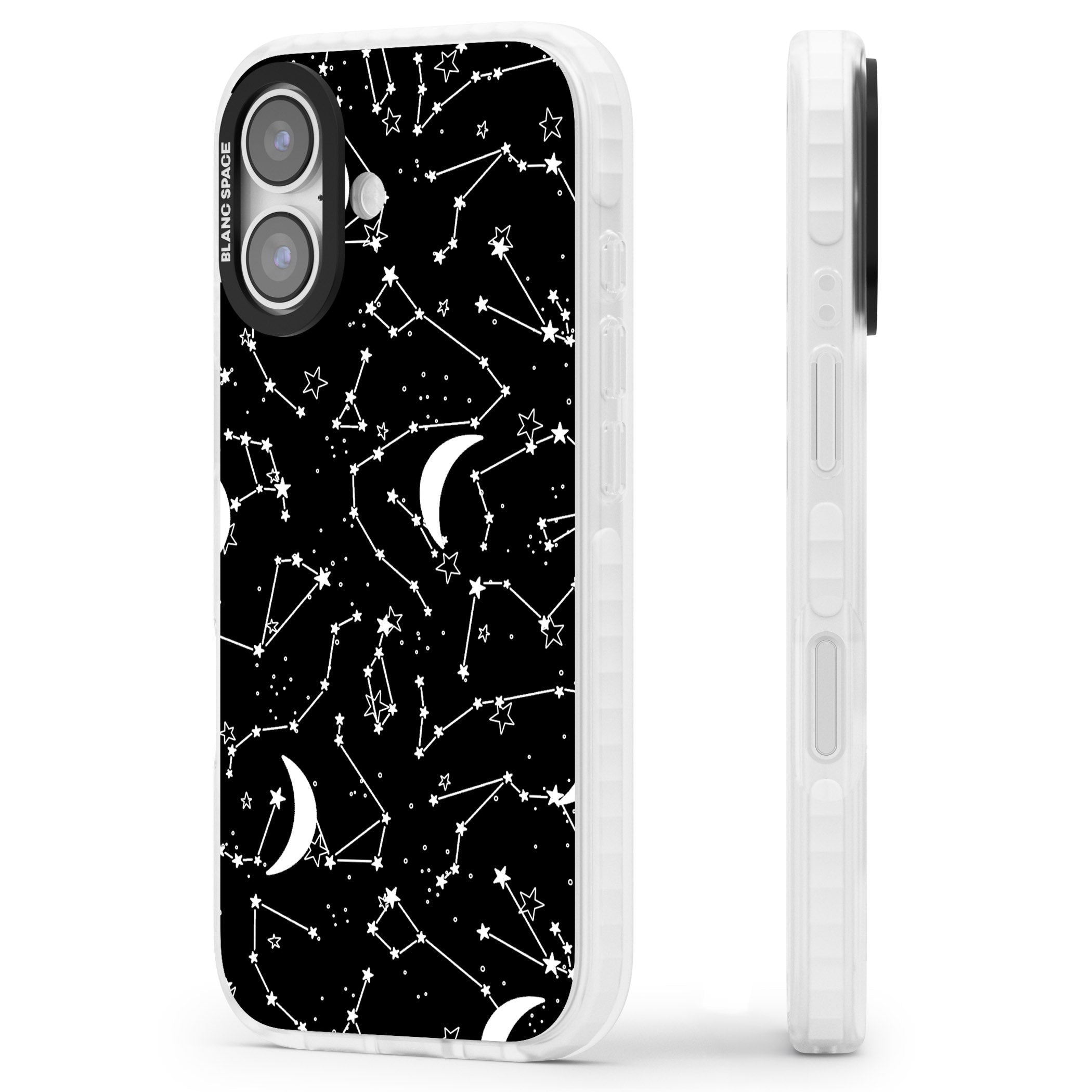 Black Celestial Constellations iPhone 17 Impact Pro Clear Phone Case Side Profile