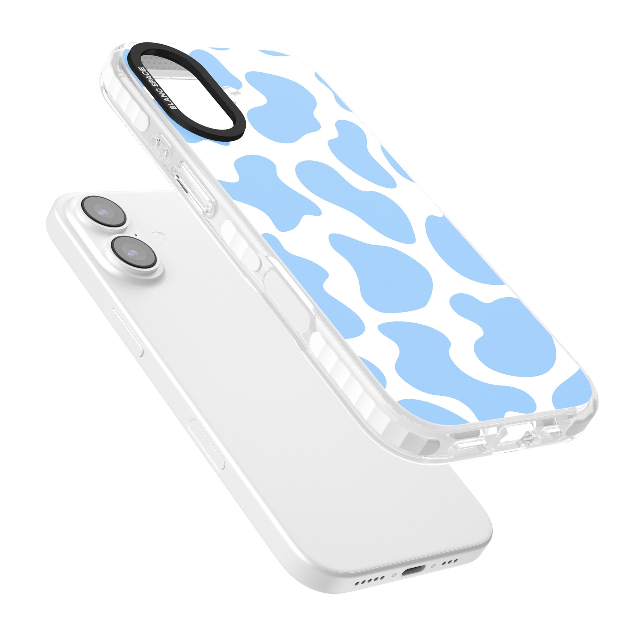 Blue And White Cow Print iPhone 17 Impact Pro Clear Phone Case Colours