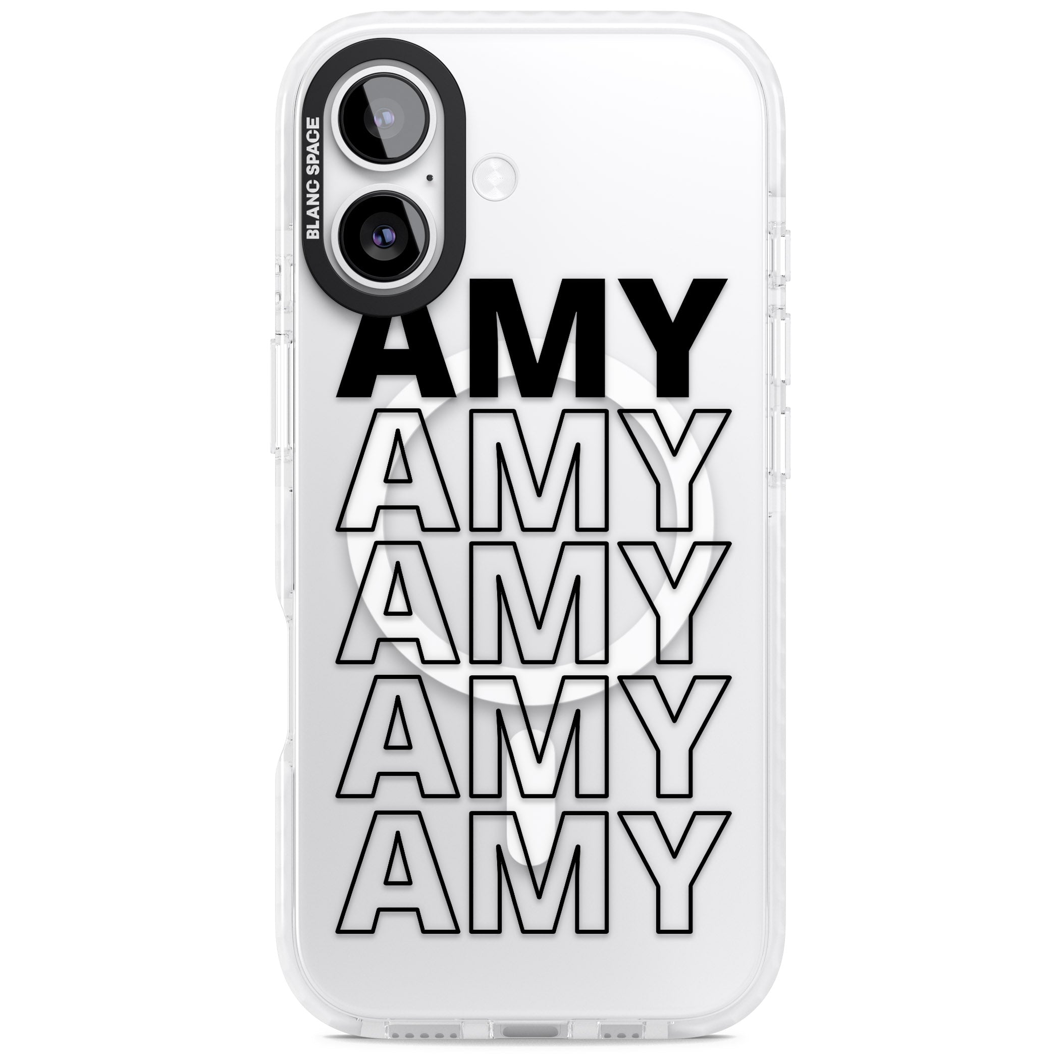 Personalised Bold Name Repetition iPhone 17 Impact Pro Clear Phone Case