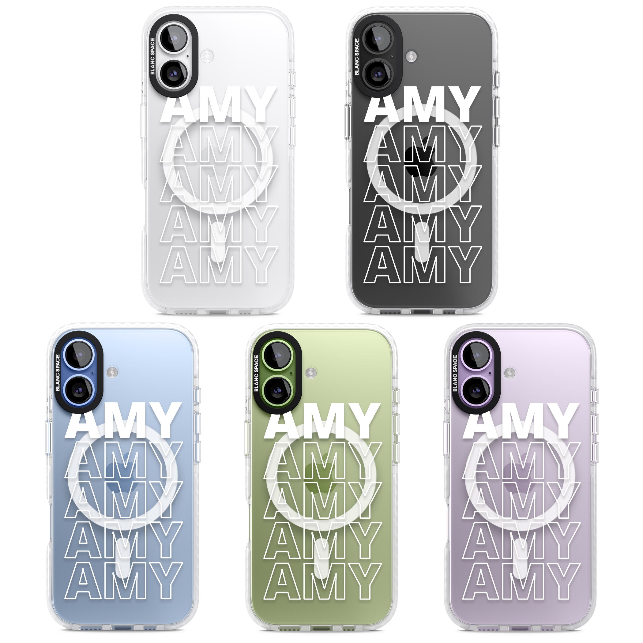 Personalised Bold Name Repeated iPhone 17 Impact Pro Clear Phone Case APT Impact Protection