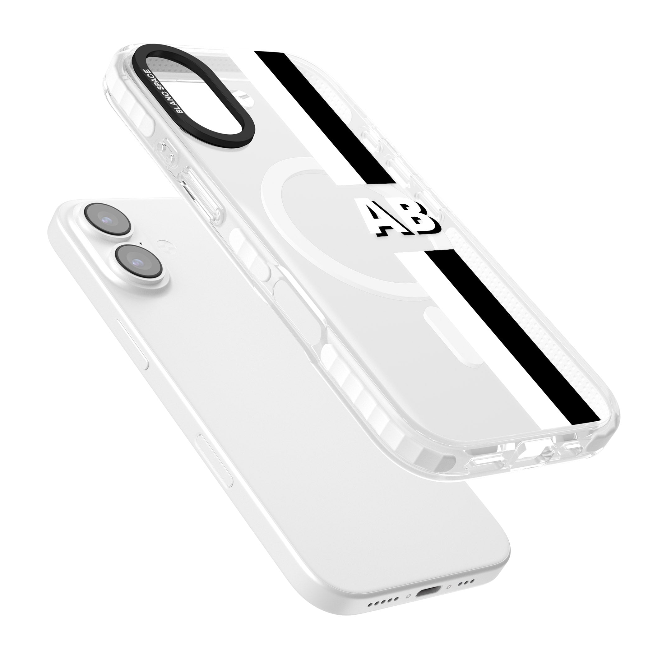 Personalised Bold Two Stripe Name iPhone 17 Impact Pro Clear Phone Case Colours