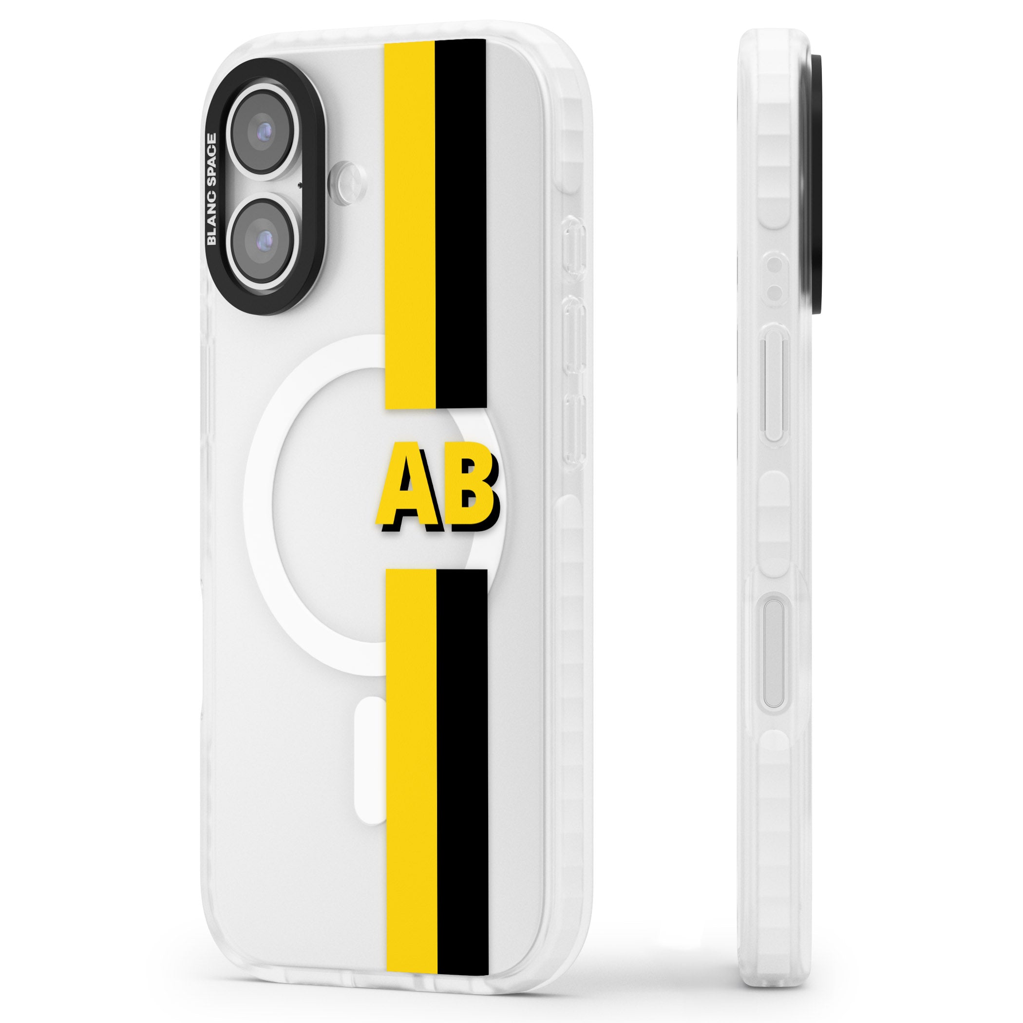 Personalised Bold Name Striped iPhone 17 Impact Pro Clear Phone Case Side Profile