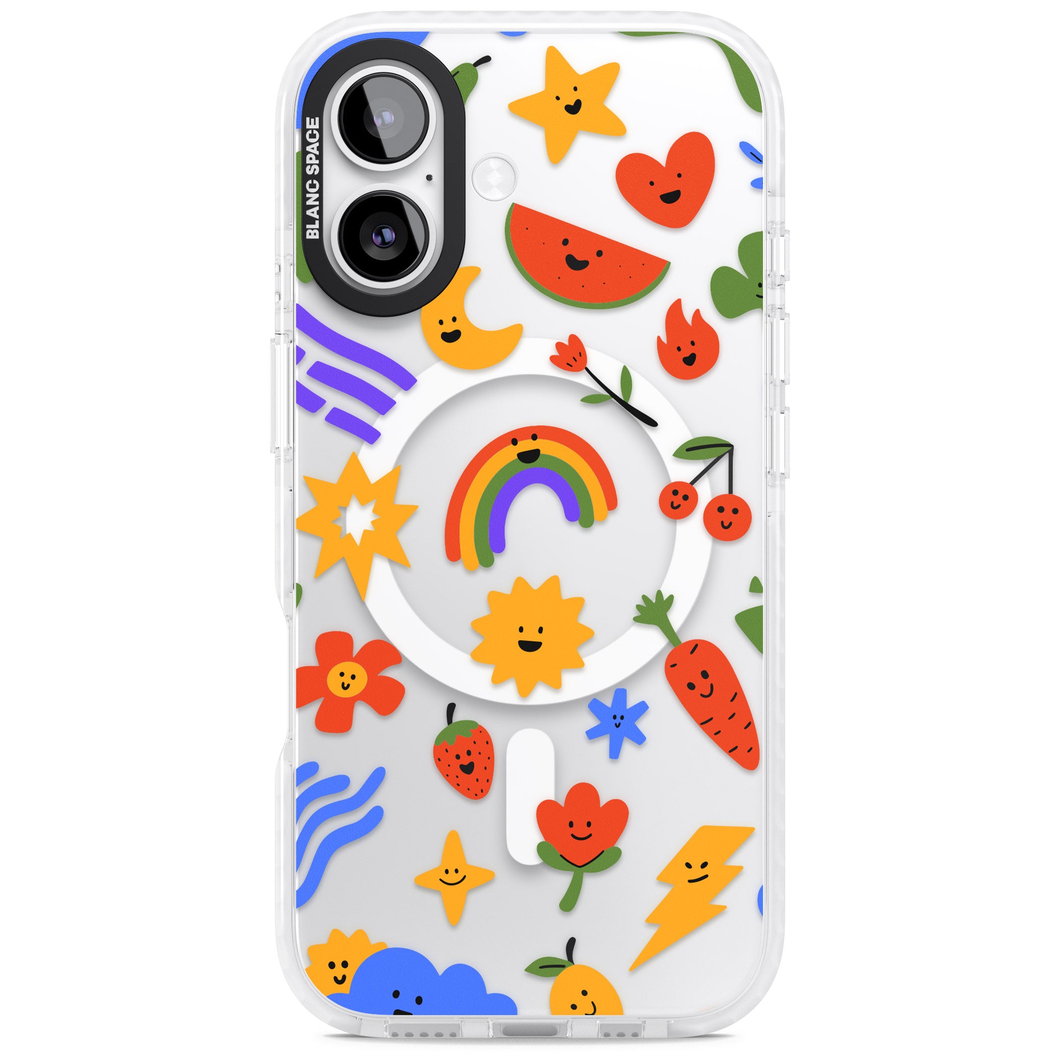 Colorful Kawaii Icons iPhone 17 Impact Pro Clear Phone Case