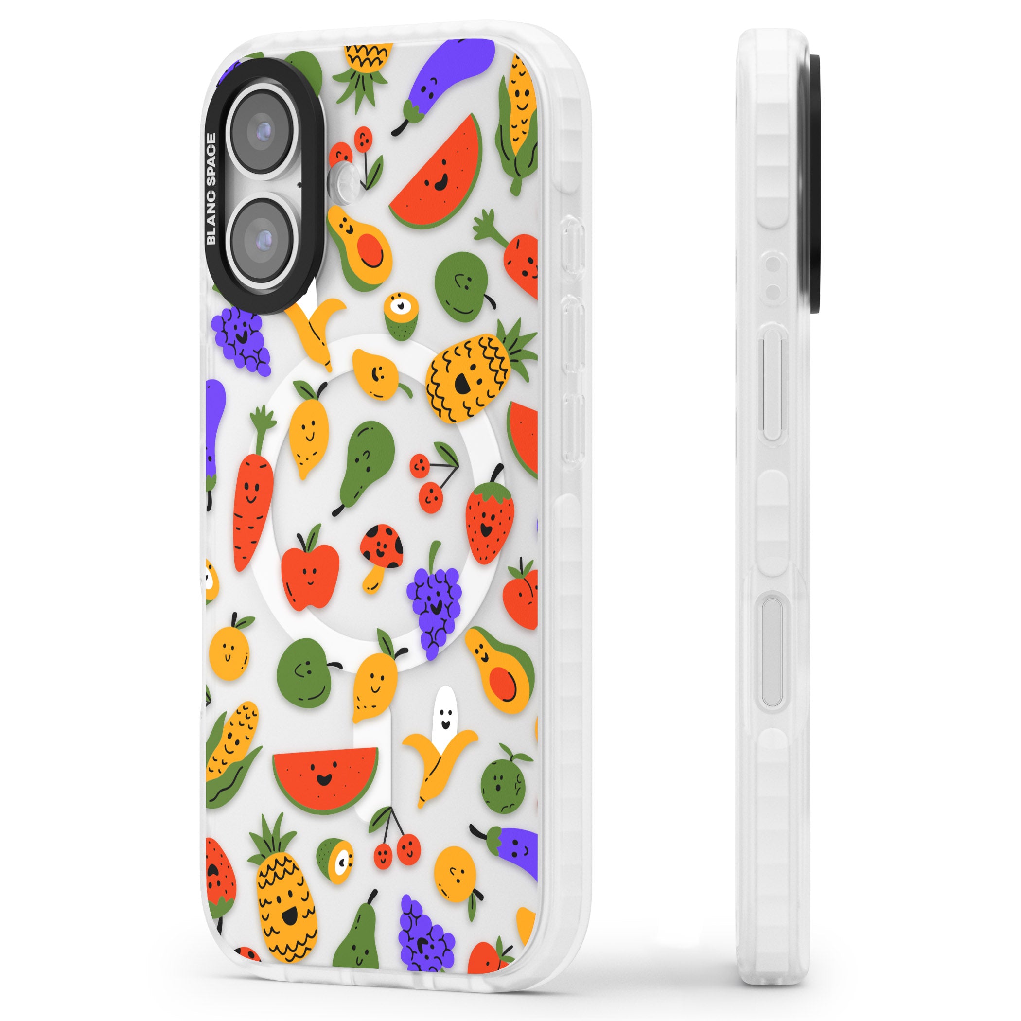 Playful Fruit Kawaii iPhone 17 Impact Pro Clear Phone Case Side Profile