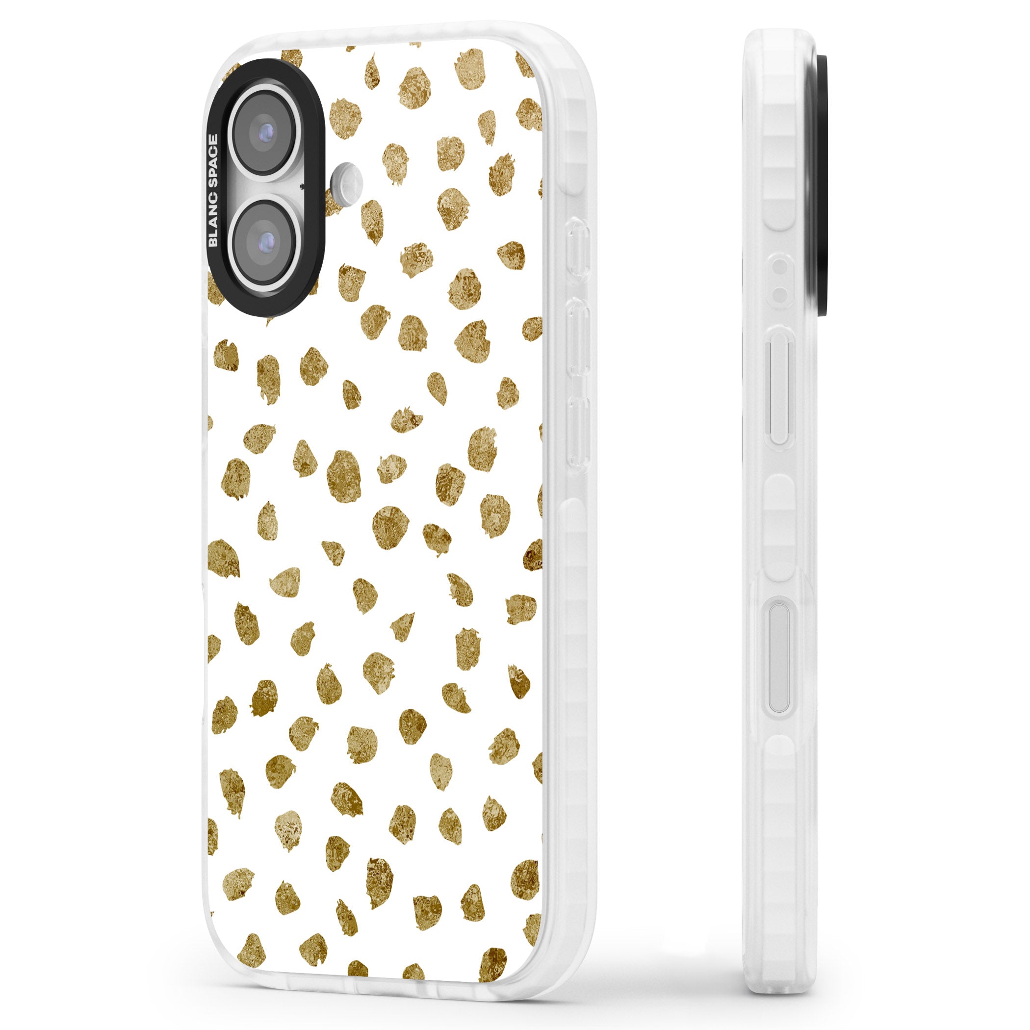 Golden Speckle iPhone 17 Impact Pro Clear Phone Case Side Profile
