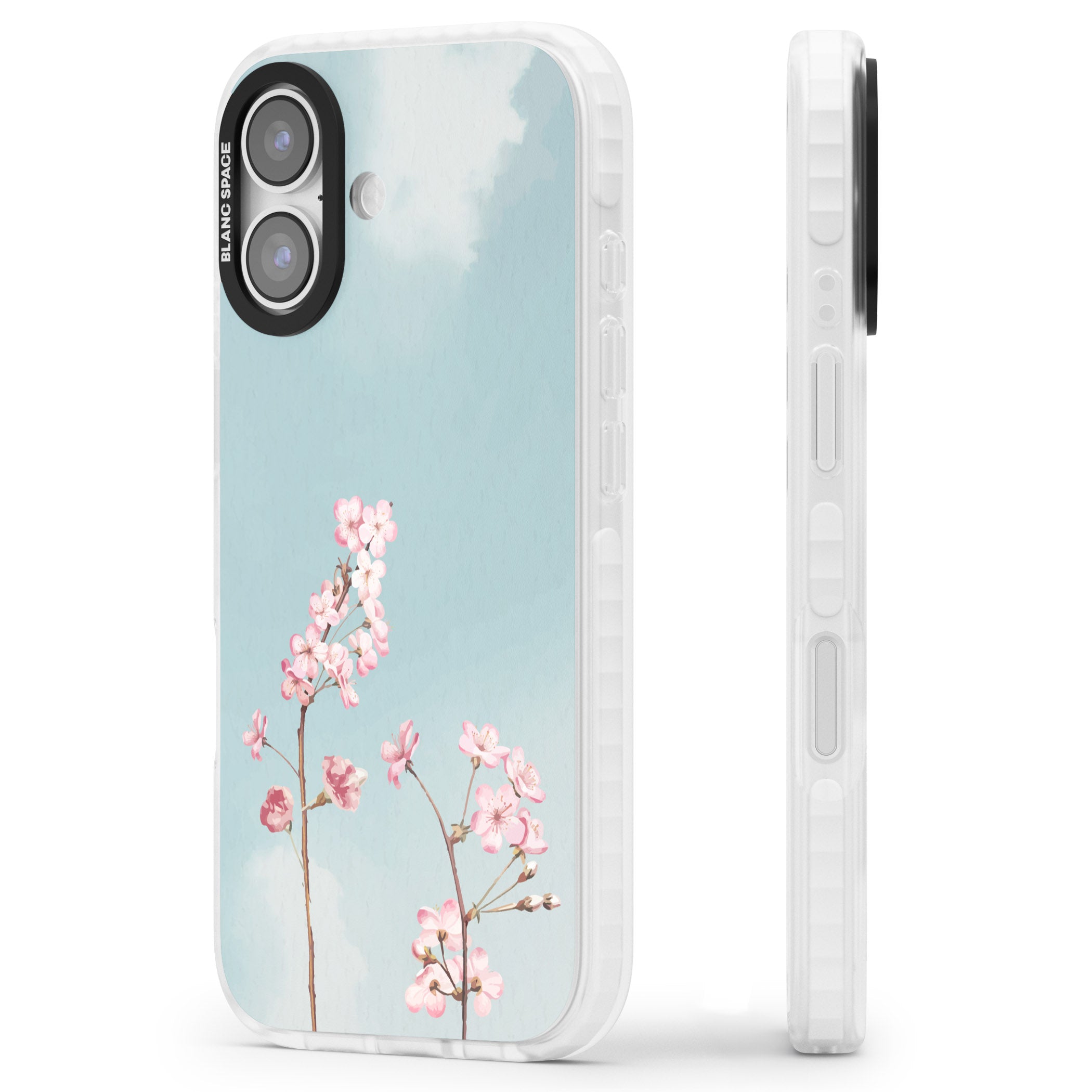 Blossom Flower Sky iPhone 17 Impact Pro Clear Phone Case Side Profile