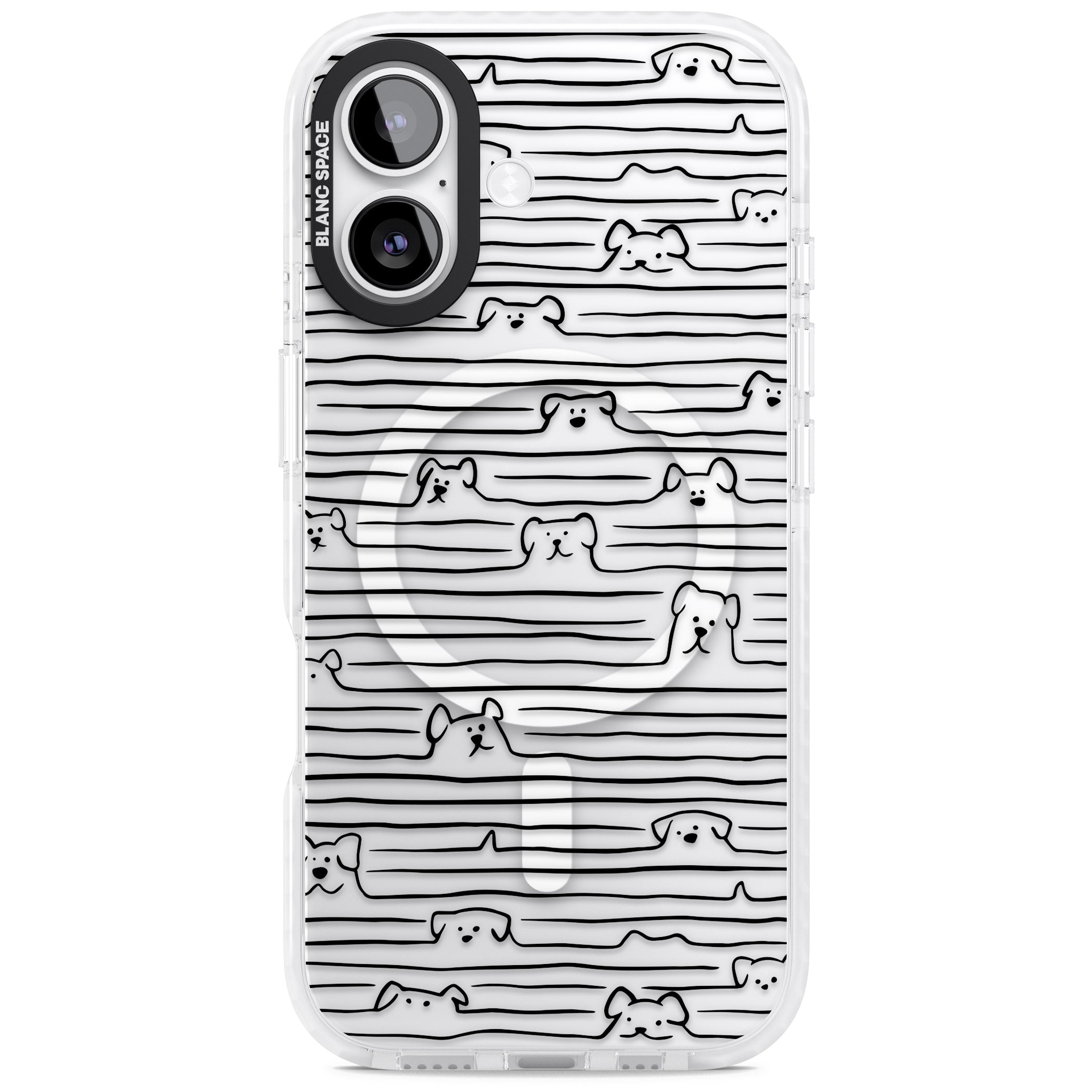 Dog Line Art Black iPhone 17 Impact Pro Clear Phone Case