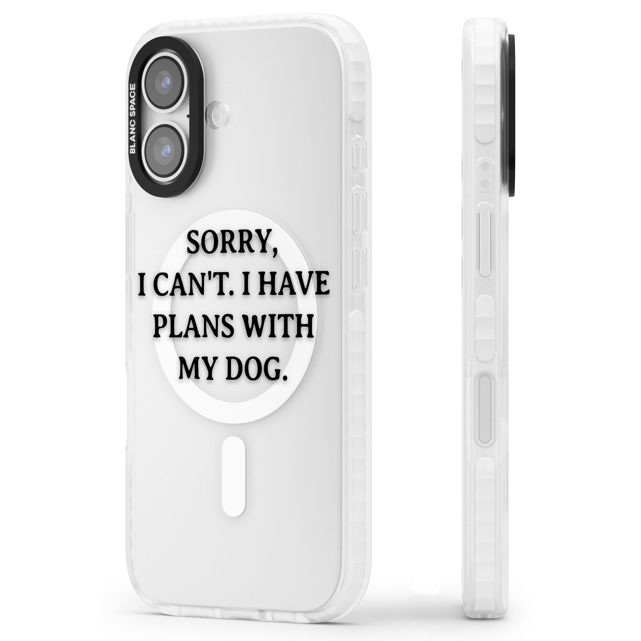 I Have Plans With My Dog iPhone 17 Impact Pro Clear Phone Case Side Profile