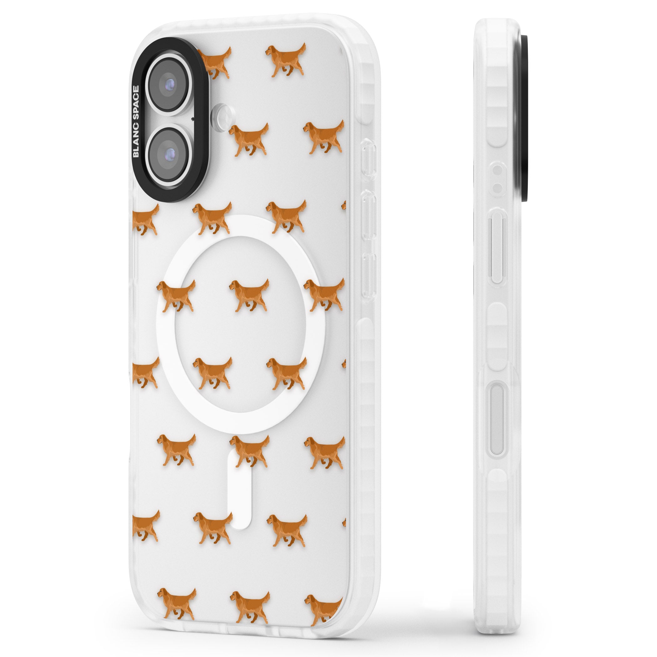 Golden Retriever Dog Pattern Clear iPhone 17 Impact Pro Clear Phone Case Side Profile