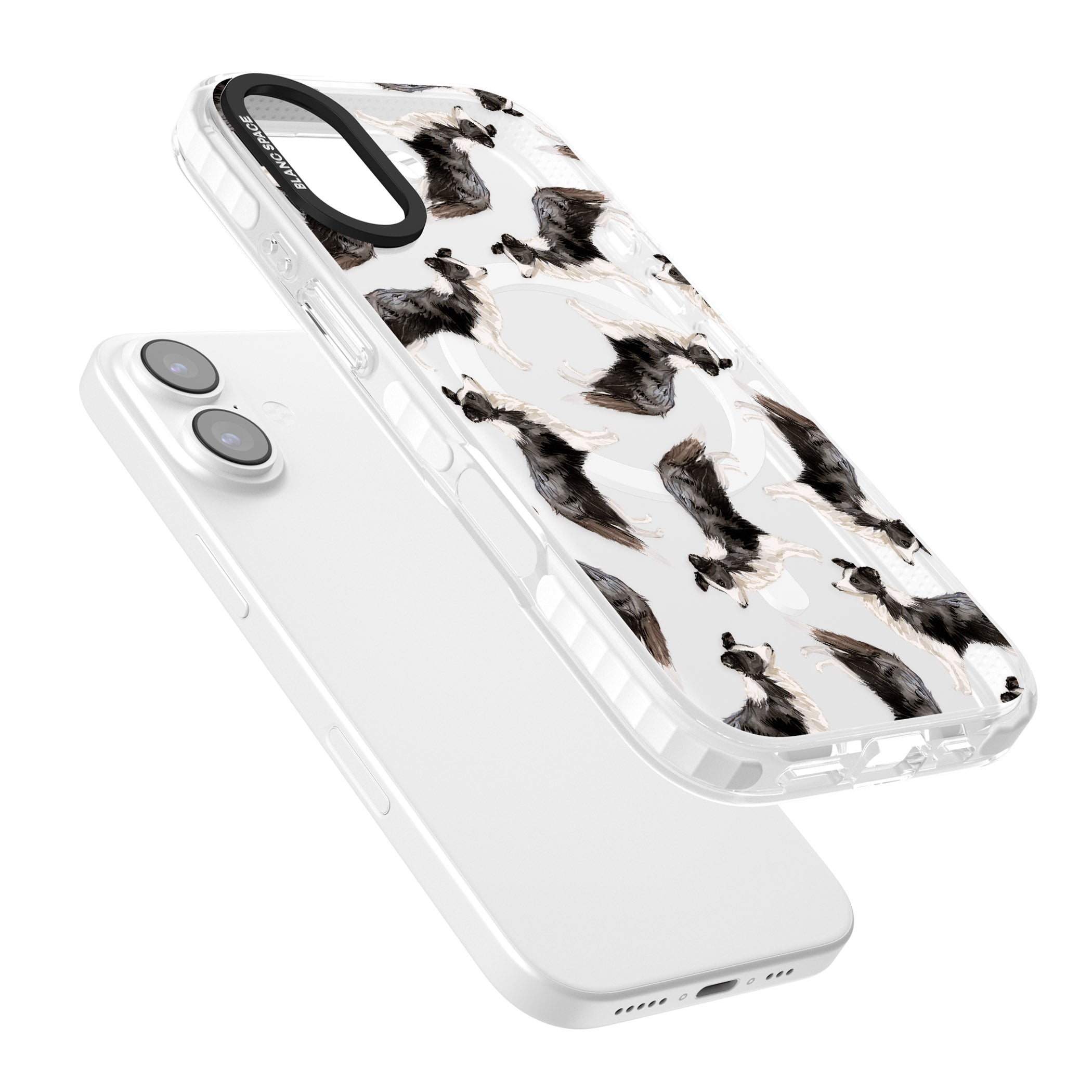Border Collie Pattern Watercolour iPhone 17 Impact Pro Clear Phone Case Colours