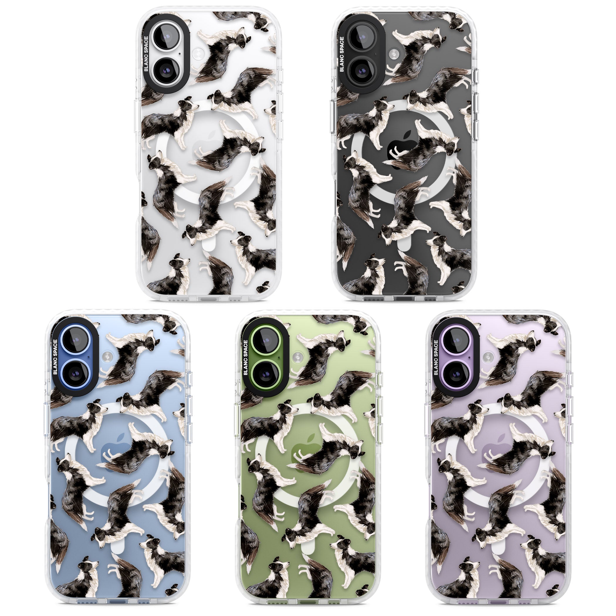 Border Collie Pattern Watercolour iPhone 17 Impact Pro Clear Phone Case APT Impact Protection
