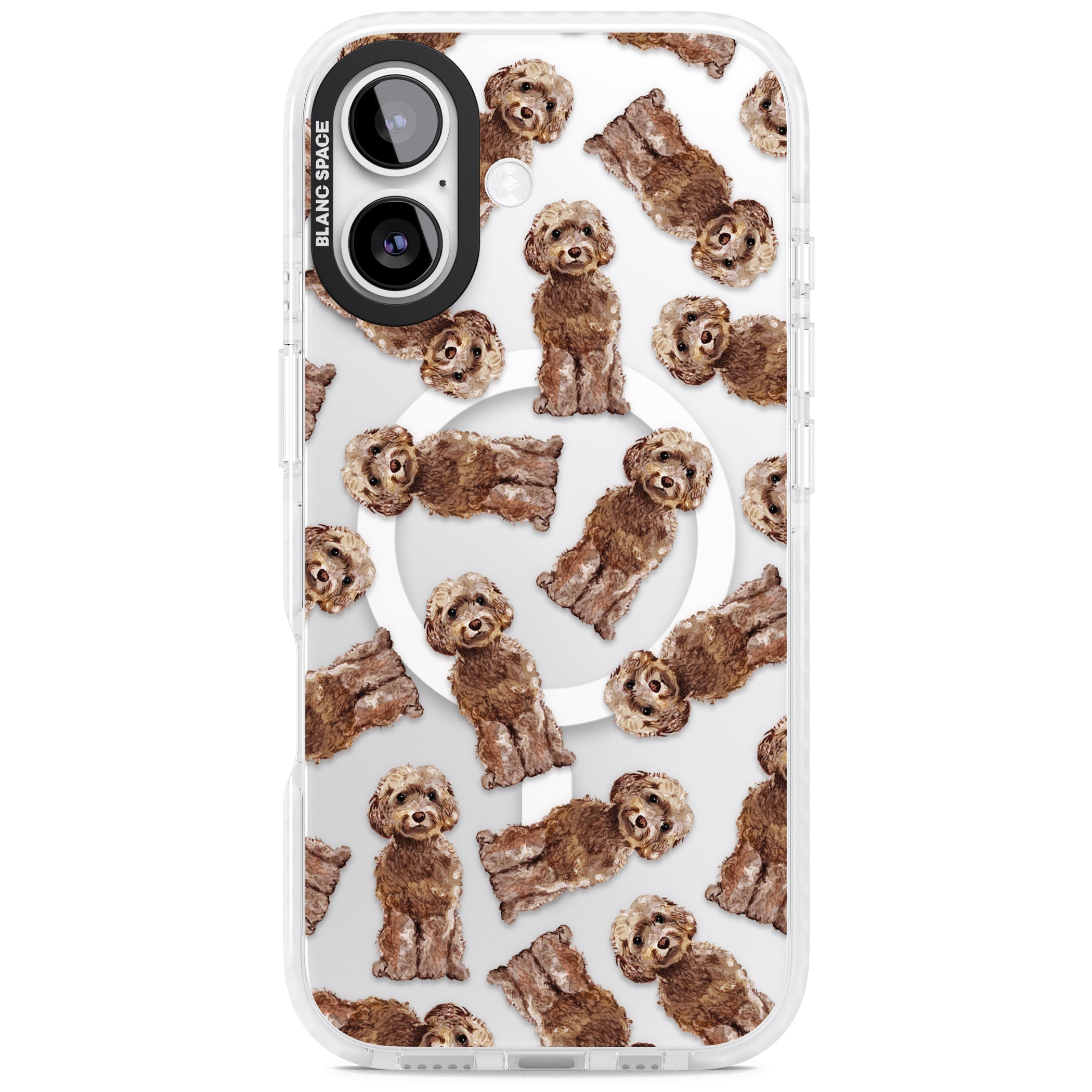 Brown Dog Pattern iPhone 17 Impact Pro Clear Phone Case