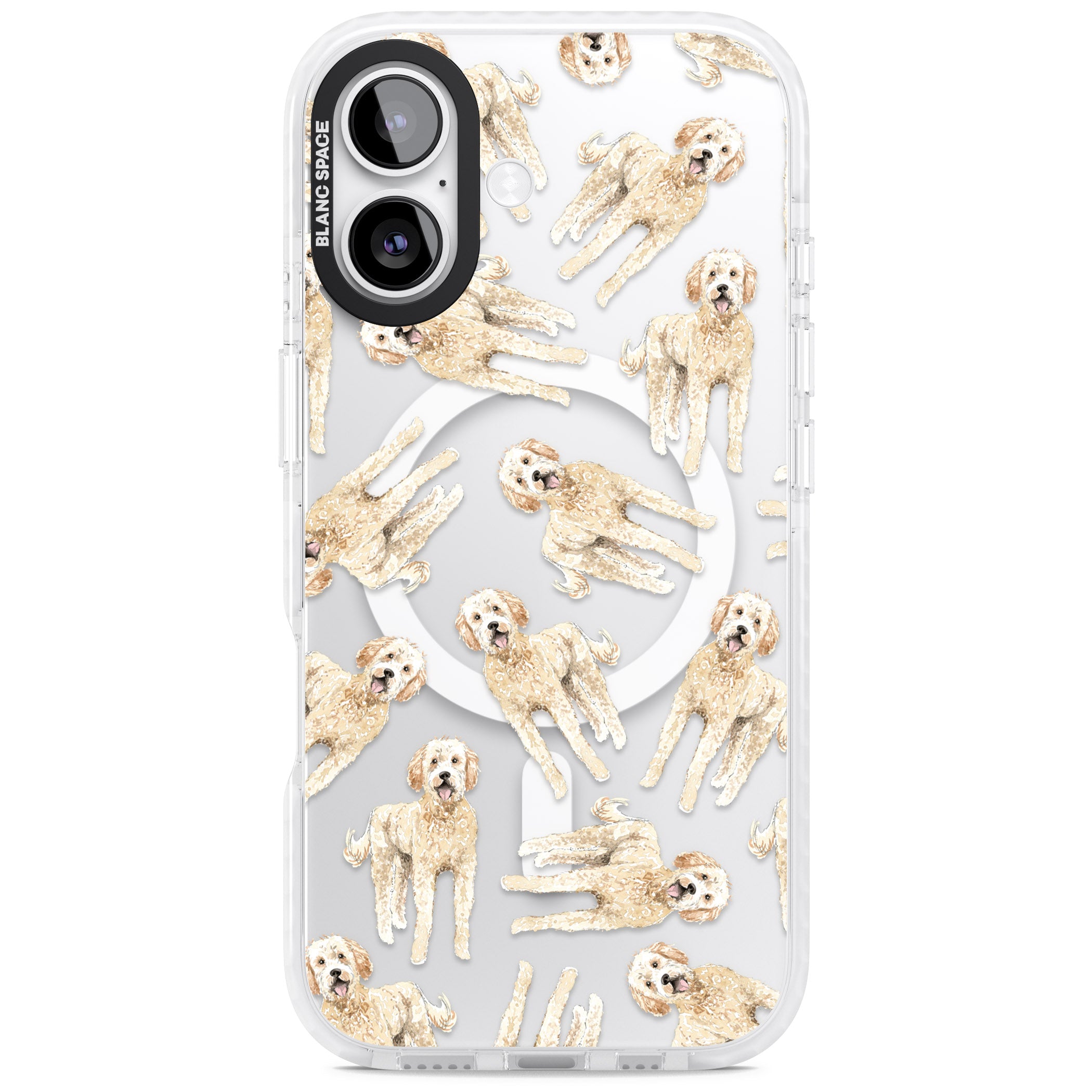 Goldendoodle Watercolour Dog Pattern iPhone 17 Impact Pro Clear Phone Case