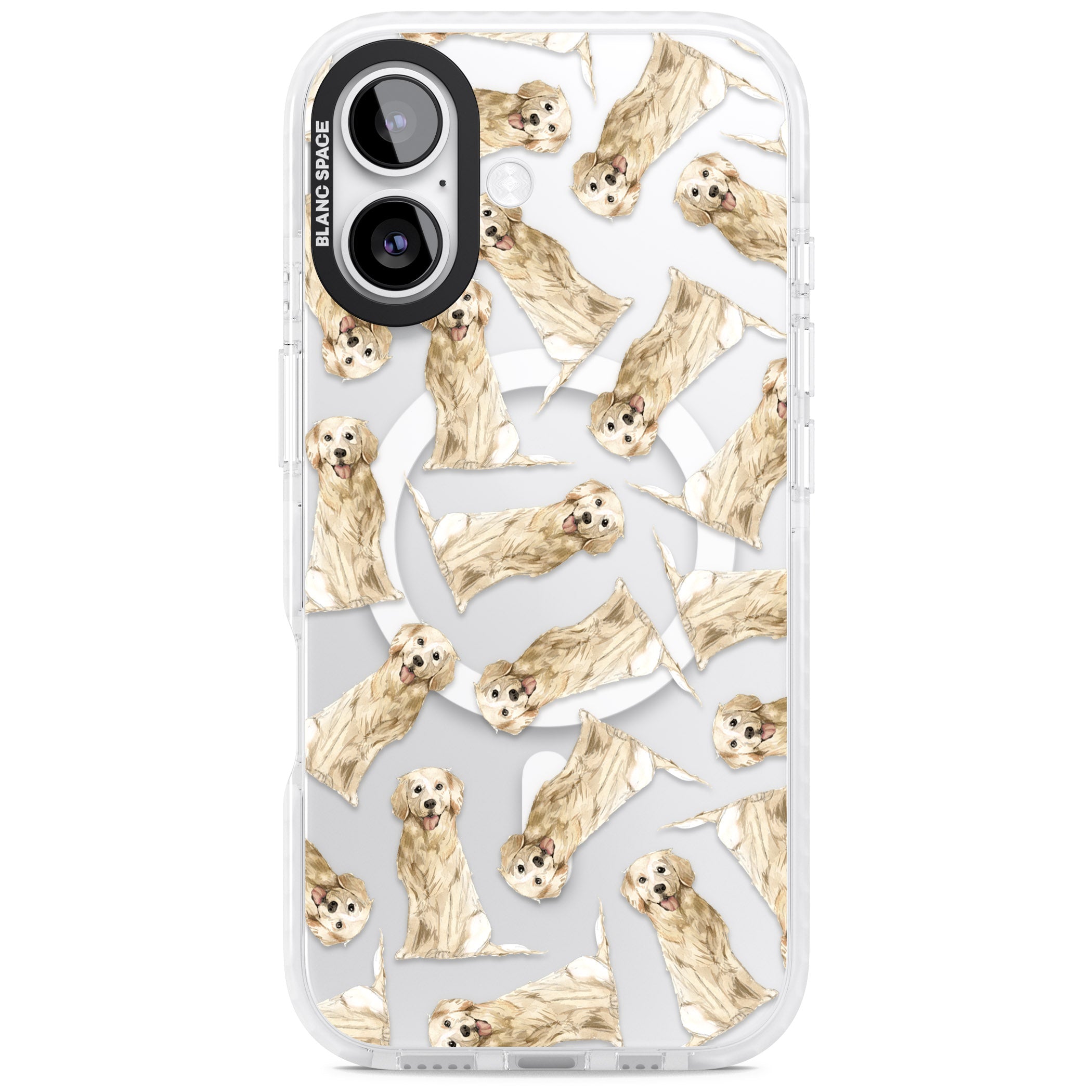 Golden Retriever Watercolor Pattern iPhone 17 Impact Pro Clear Phone Case