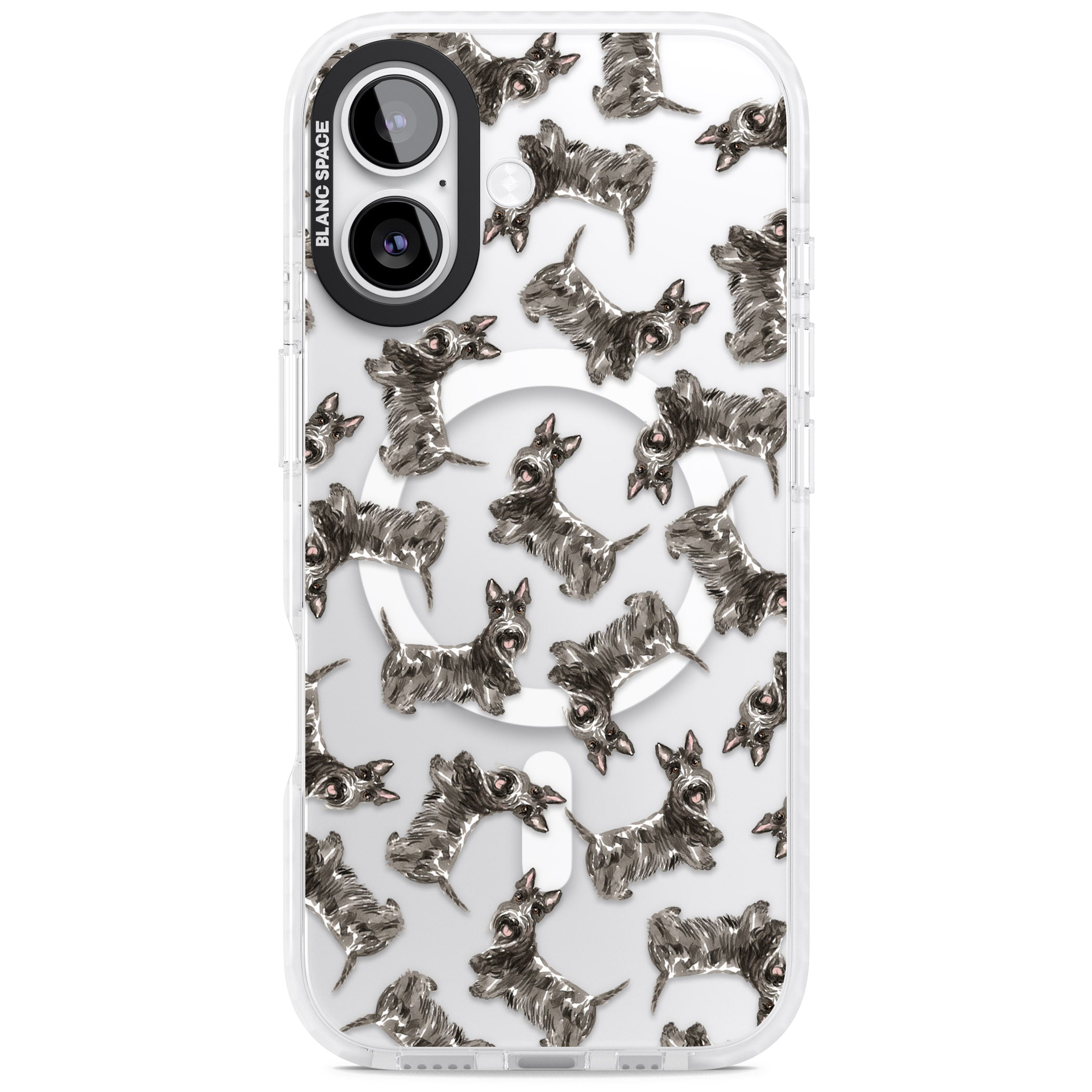 Scottish Terrier Pattern iPhone 17 Impact Pro Clear Phone Case