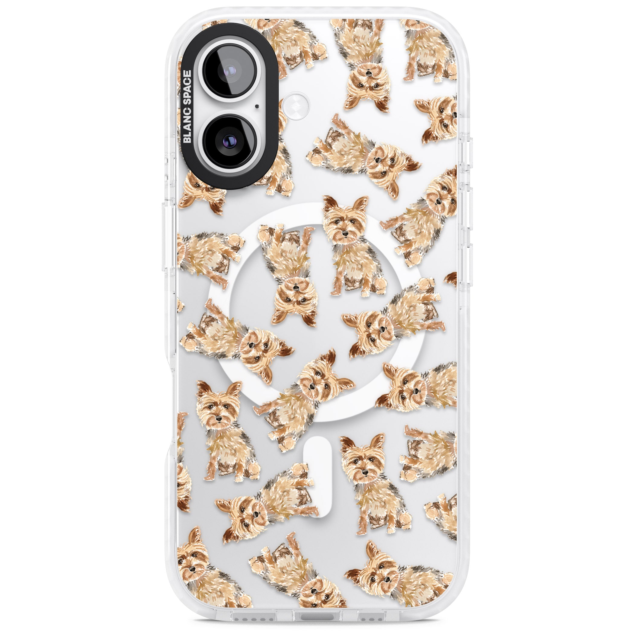Yorkshire Terrier Dog Pattern iPhone 17 Impact Pro Clear Phone Case