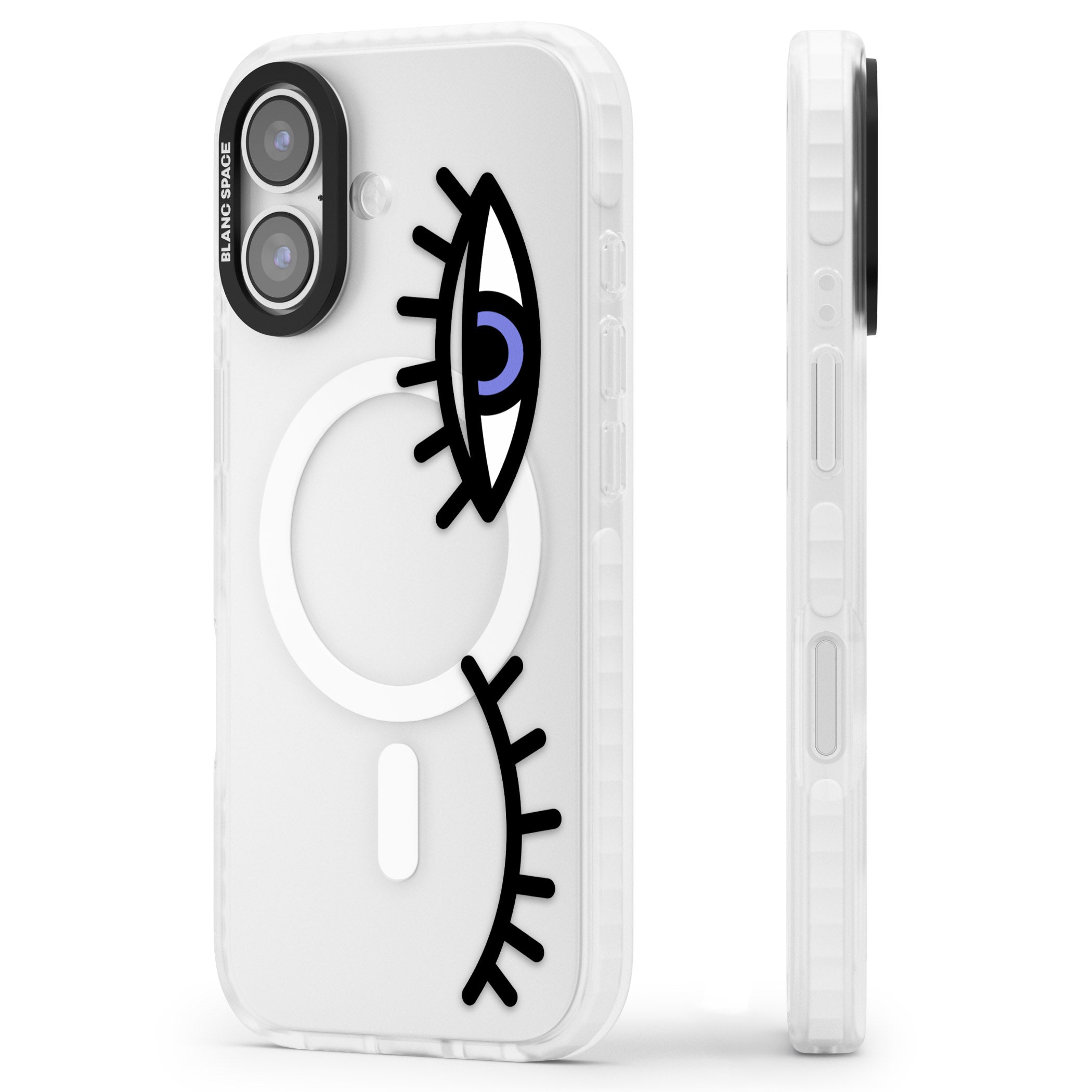 Winking Eyes Transparent Pattern iPhone 17 Impact Pro Clear Phone Case Side Profile