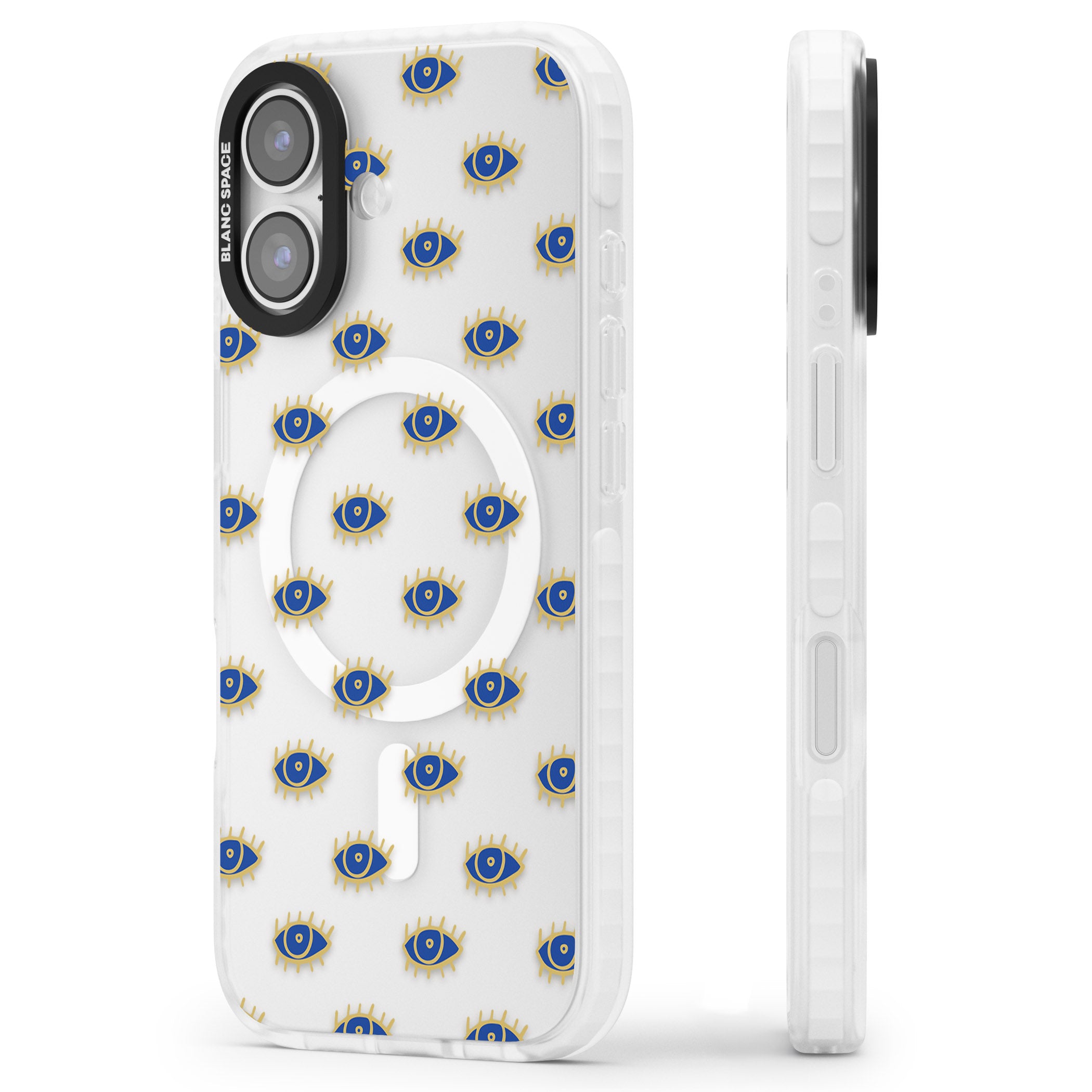 Psychedelic Eyes Pattern Classic iPhone 17 Impact Pro Clear Phone Case Side Profile