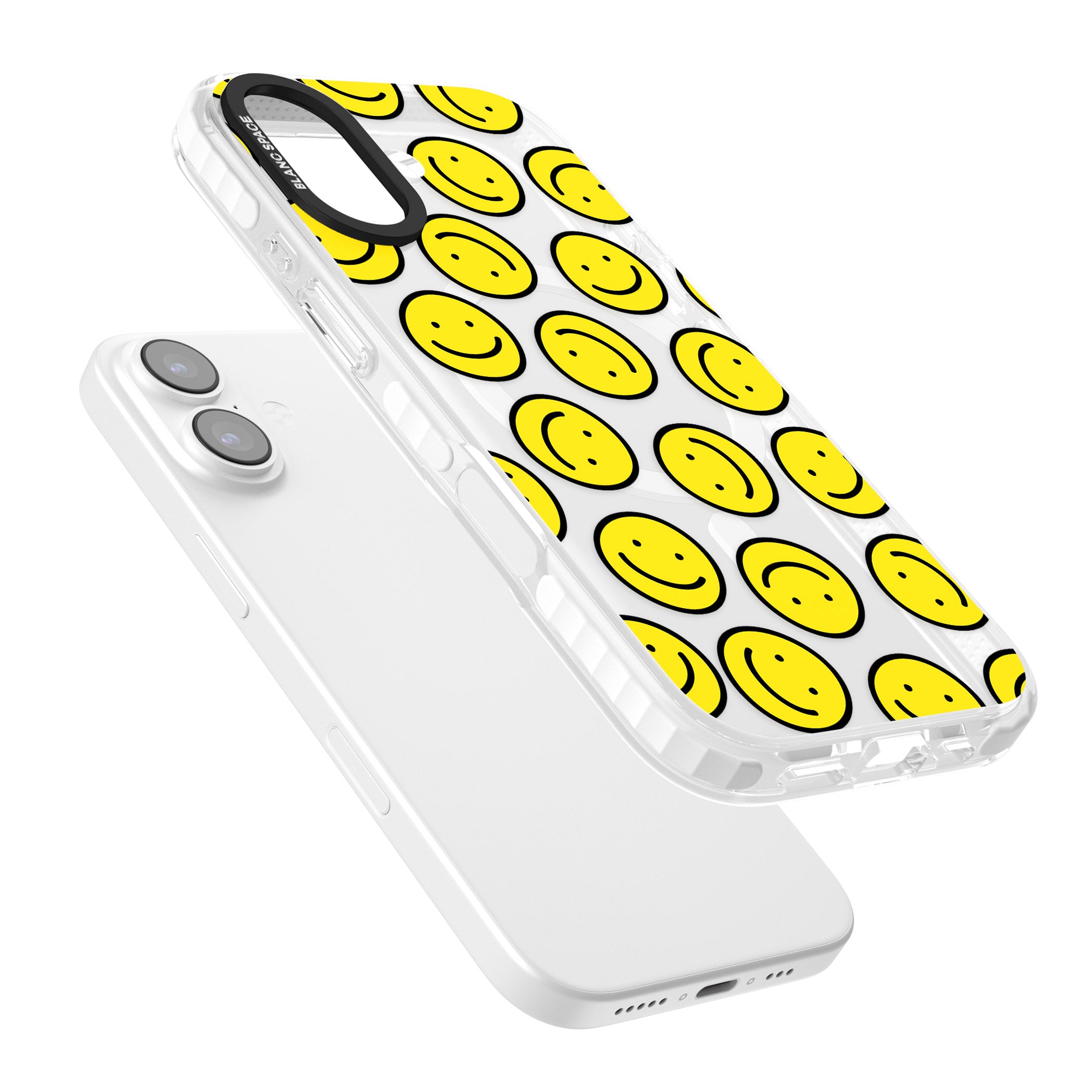 Smiley Face Pattern iPhone 17 Impact Pro Clear Phone Case Colours