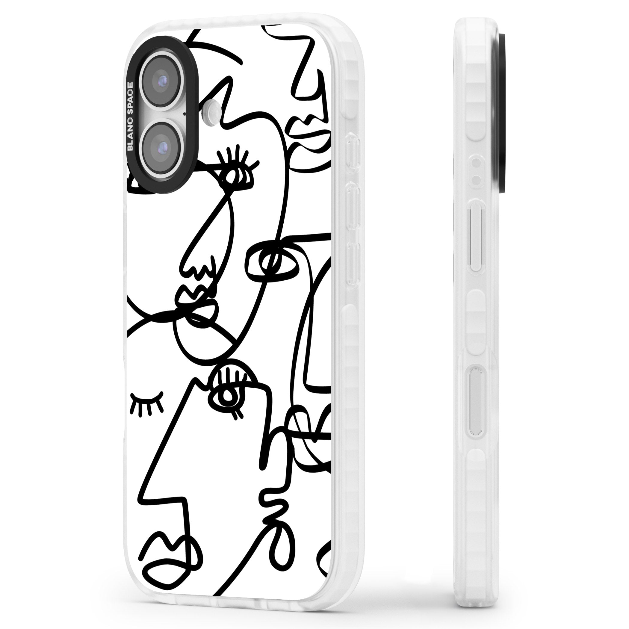 Abstract Line Art Black White iPhone 17 Impact Pro Clear Phone Case Side Profile