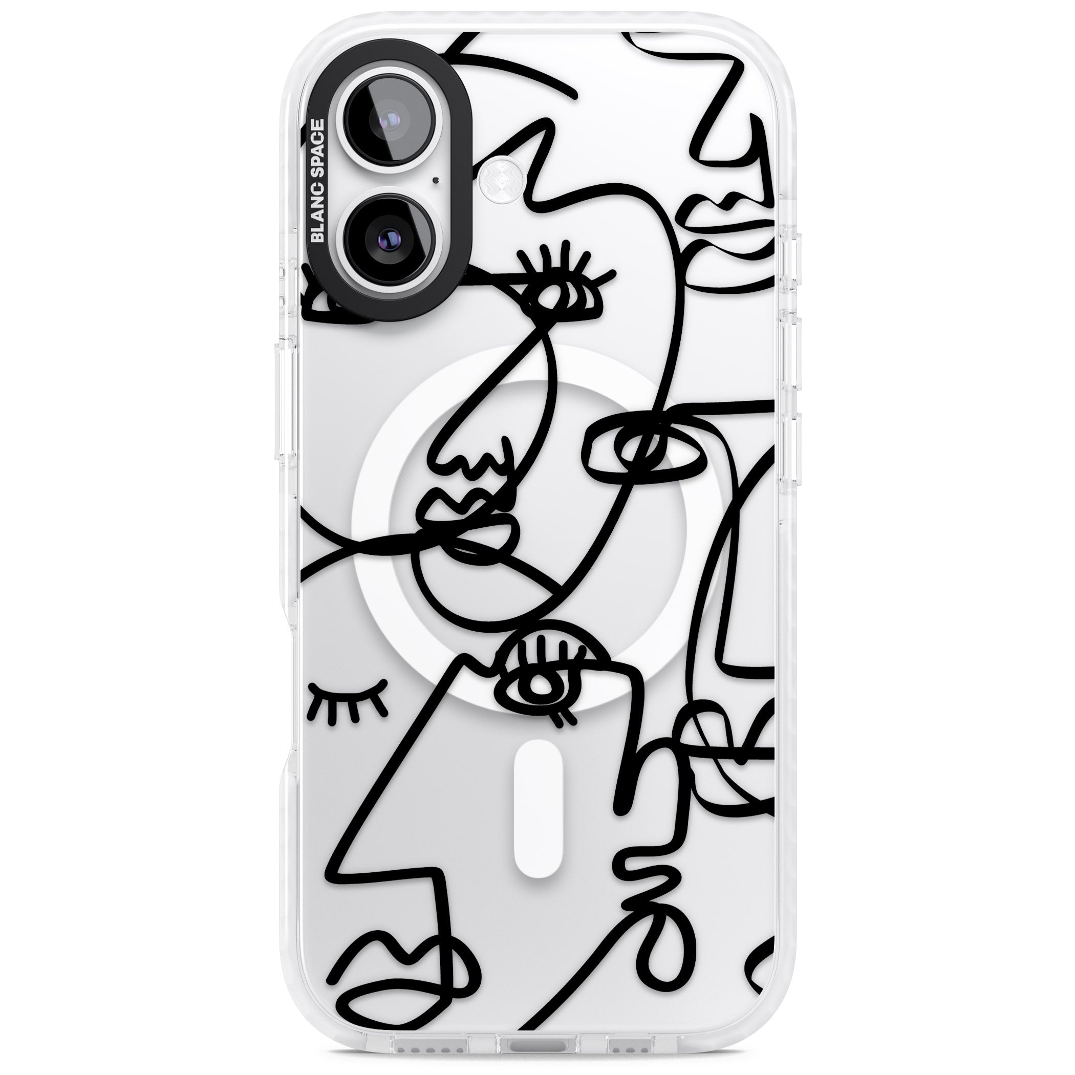 Abstract Line Art Black Clear iPhone 17 Impact Pro Clear Phone Case