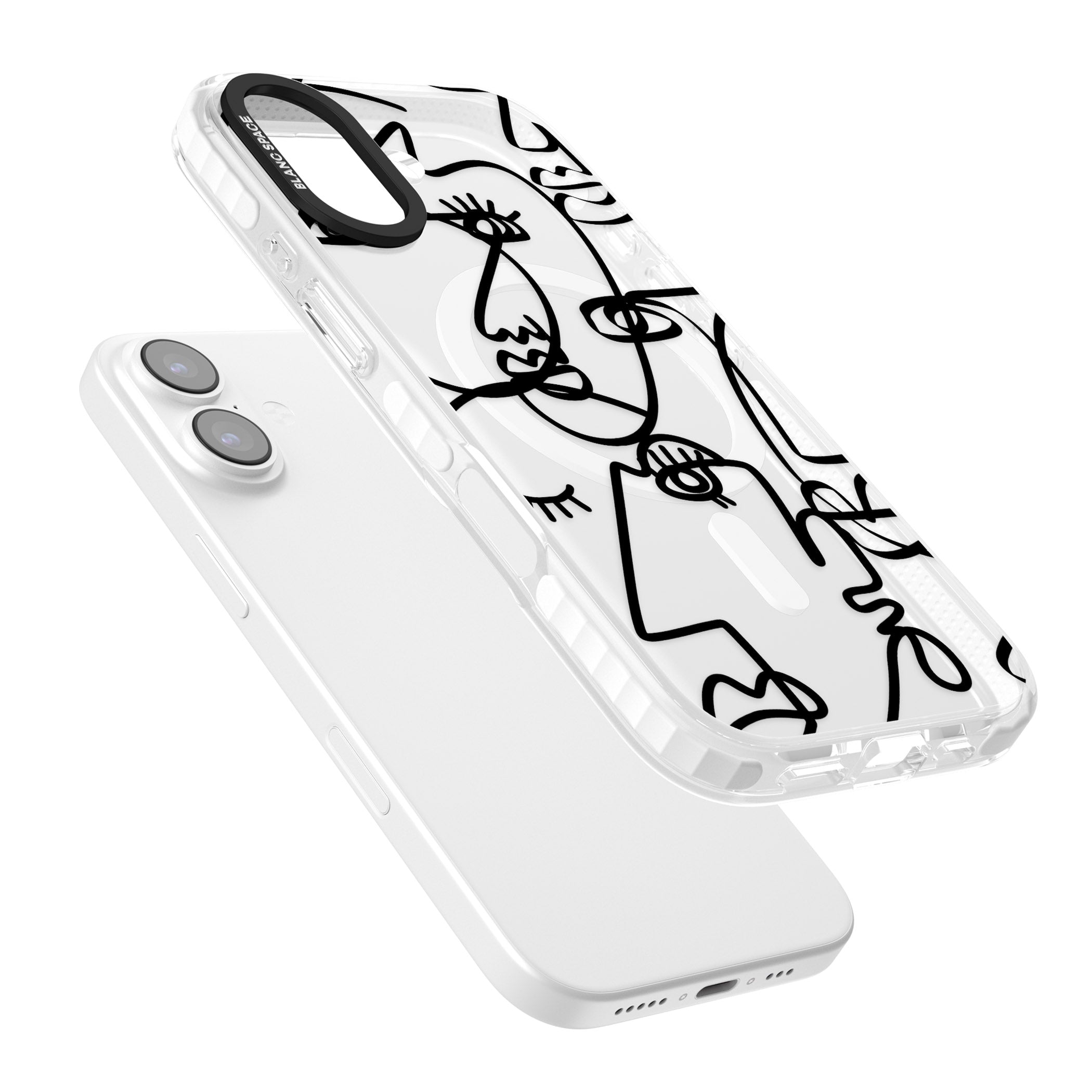 Abstract Line Art Black Clear iPhone 17 Impact Pro Clear Phone Case Colours