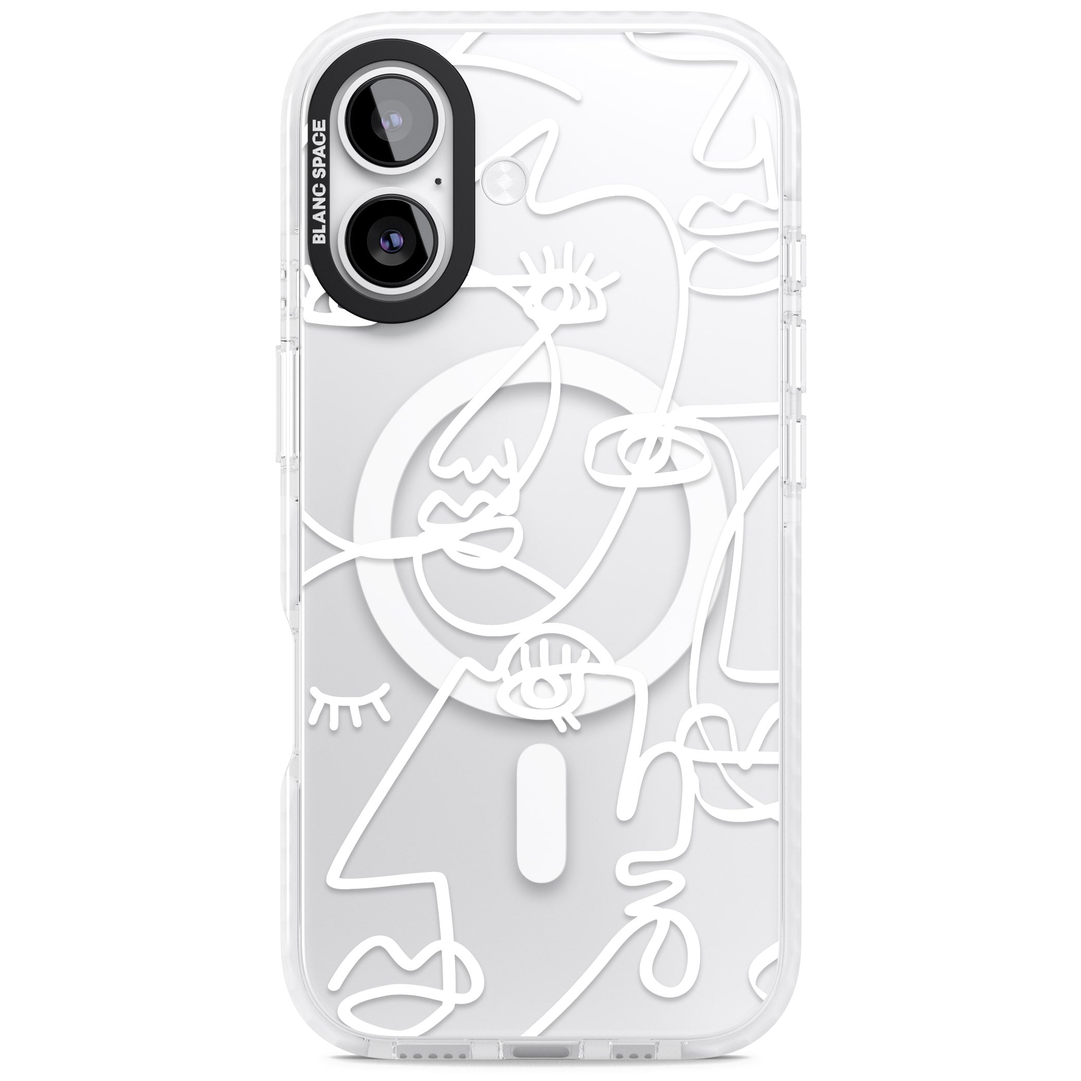 Abstract Line Art White Clear iPhone 17 Impact Pro Clear Phone Case