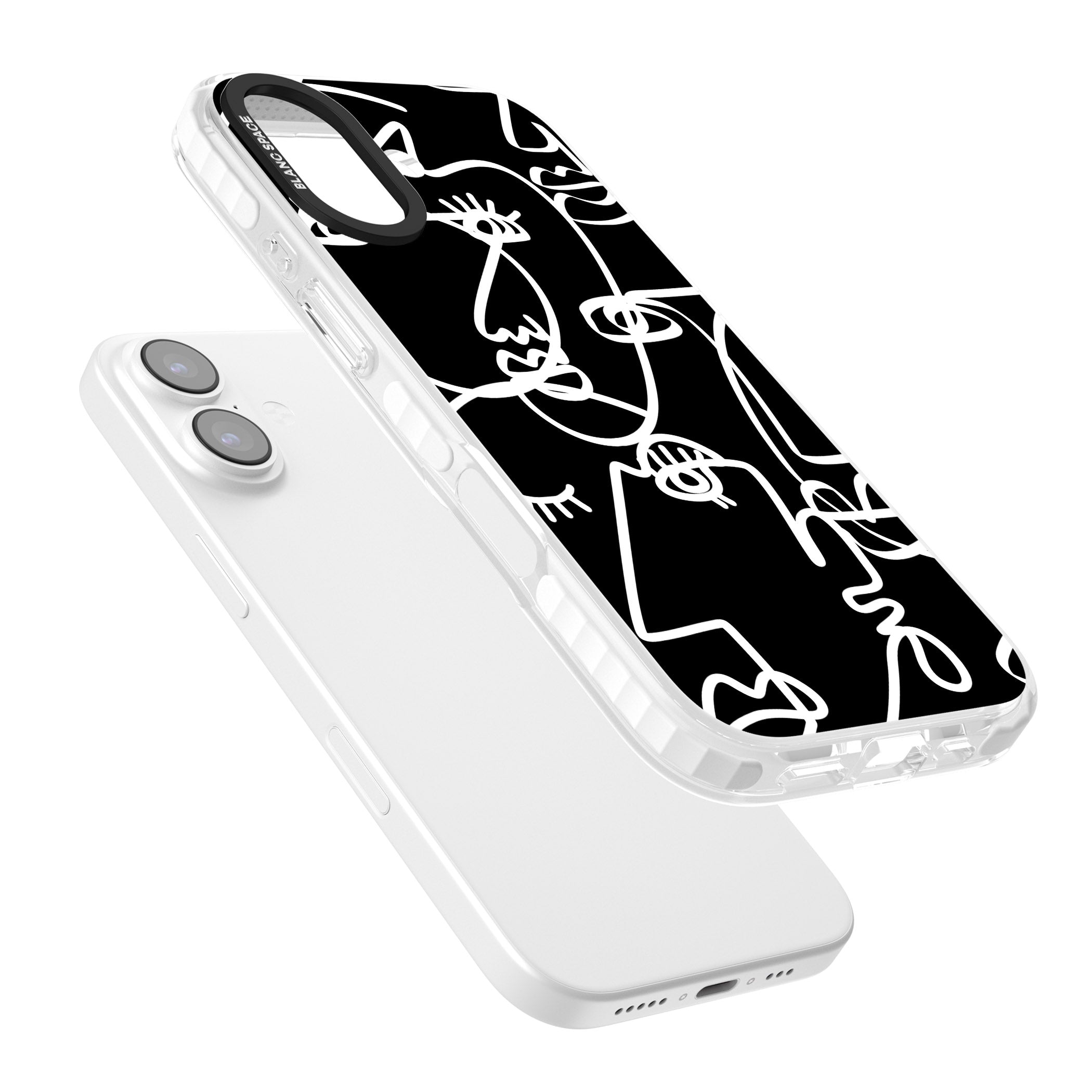 Abstract Line Art White Black iPhone 17 Impact Pro Clear Phone Case Colours