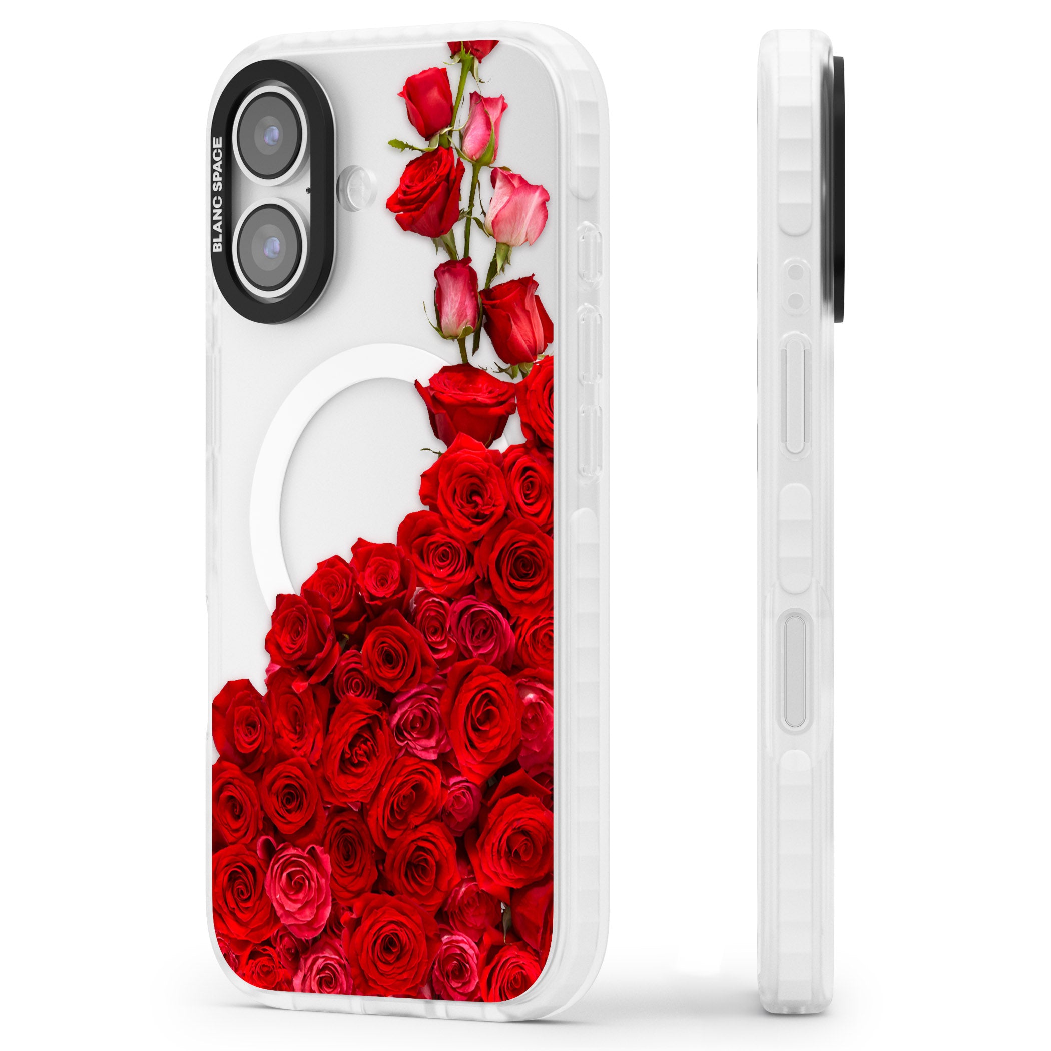 Floral Roses iPhone 17 Impact Pro Clear Phone Case Side Profile