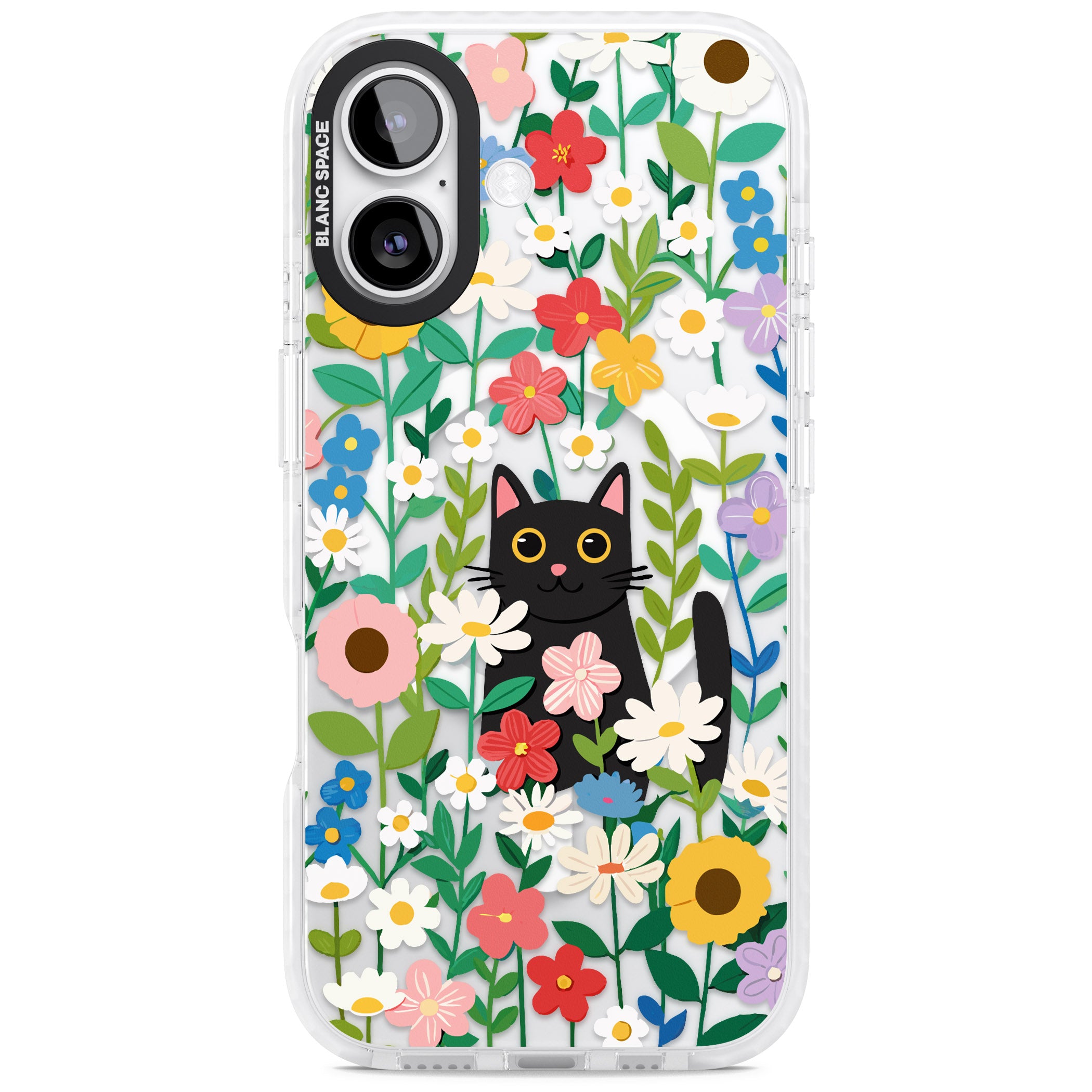 Whiskers & Wildflowers Cat iPhone 17 Impact Pro Clear Phone Case