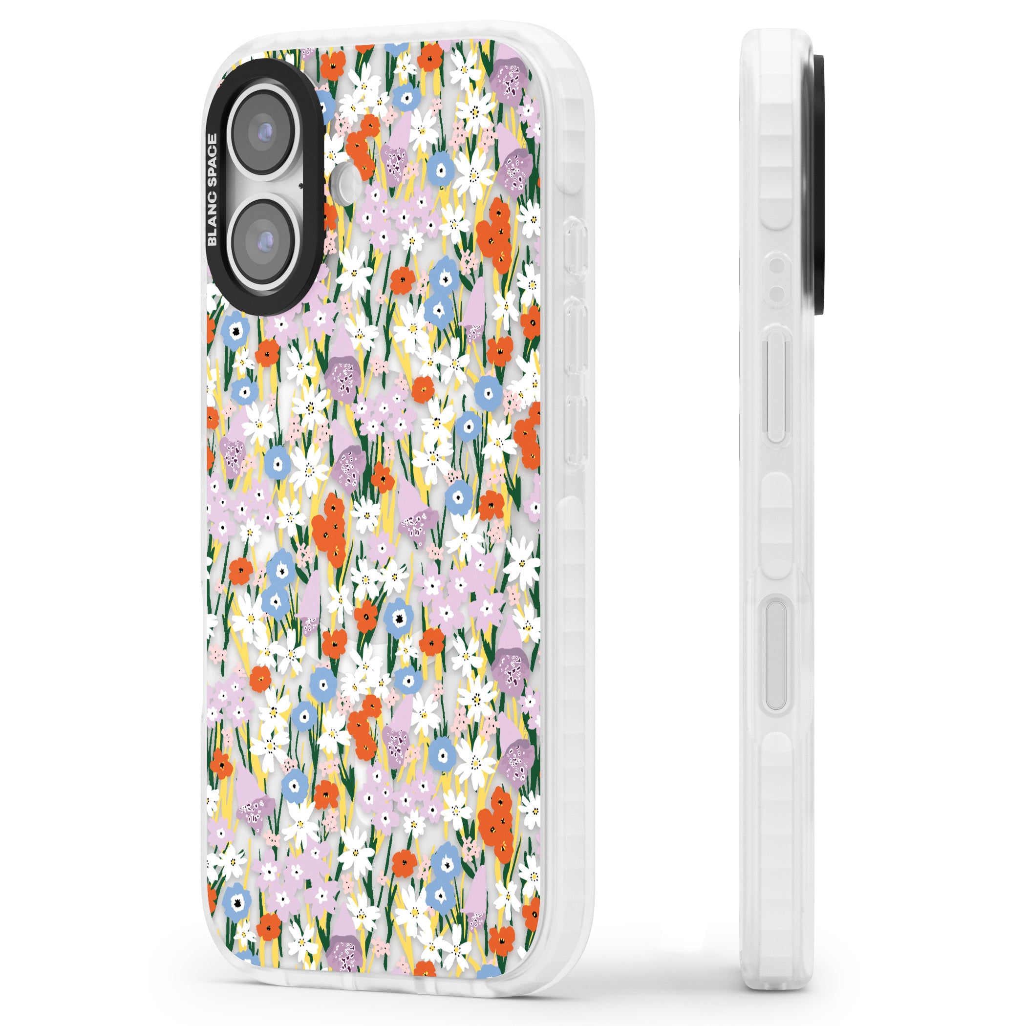 Vibrant Floral Garden iPhone 17 Impact Pro Clear Phone Case Side Profile