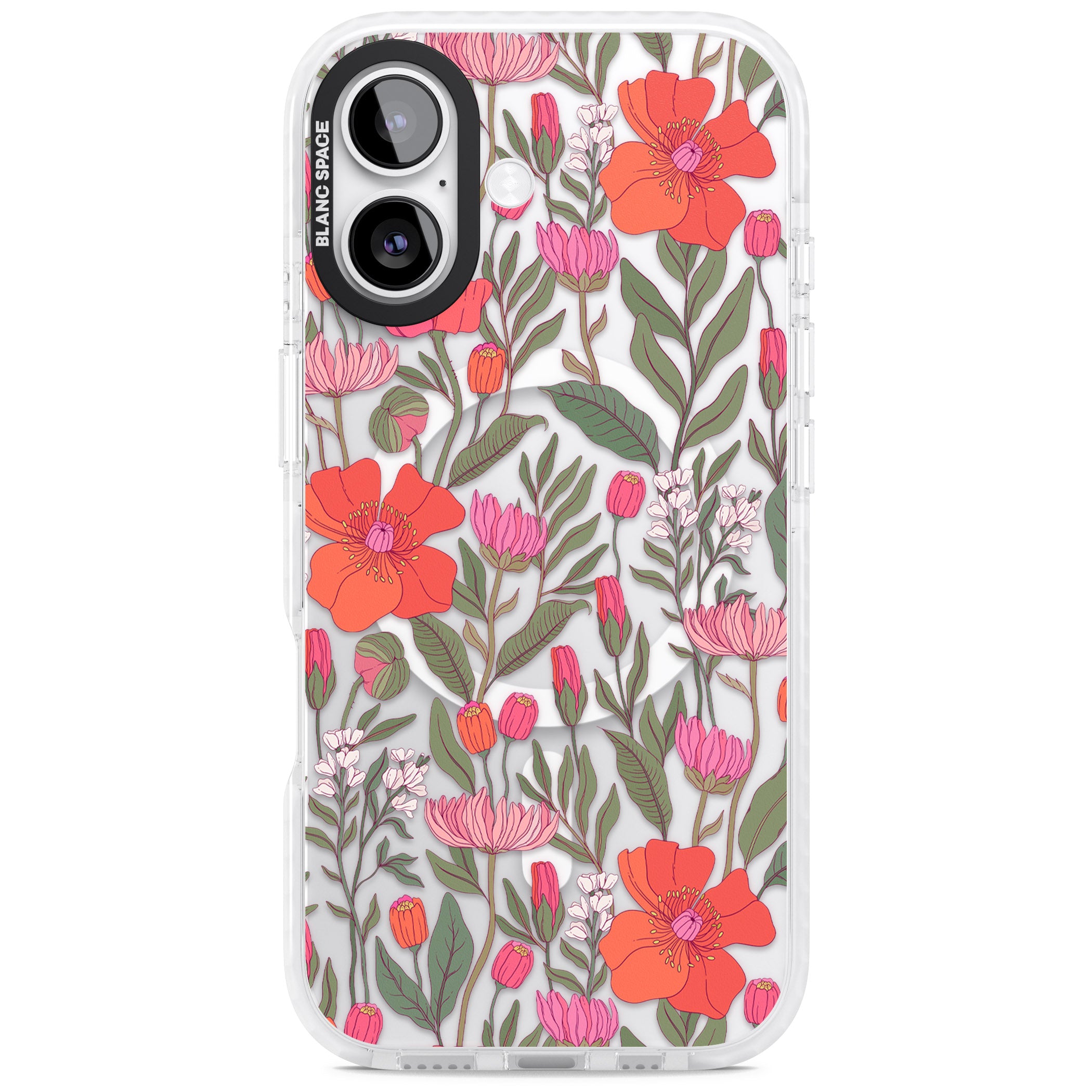 Peachy Floral iPhone 17 Impact Pro Clear Phone Case