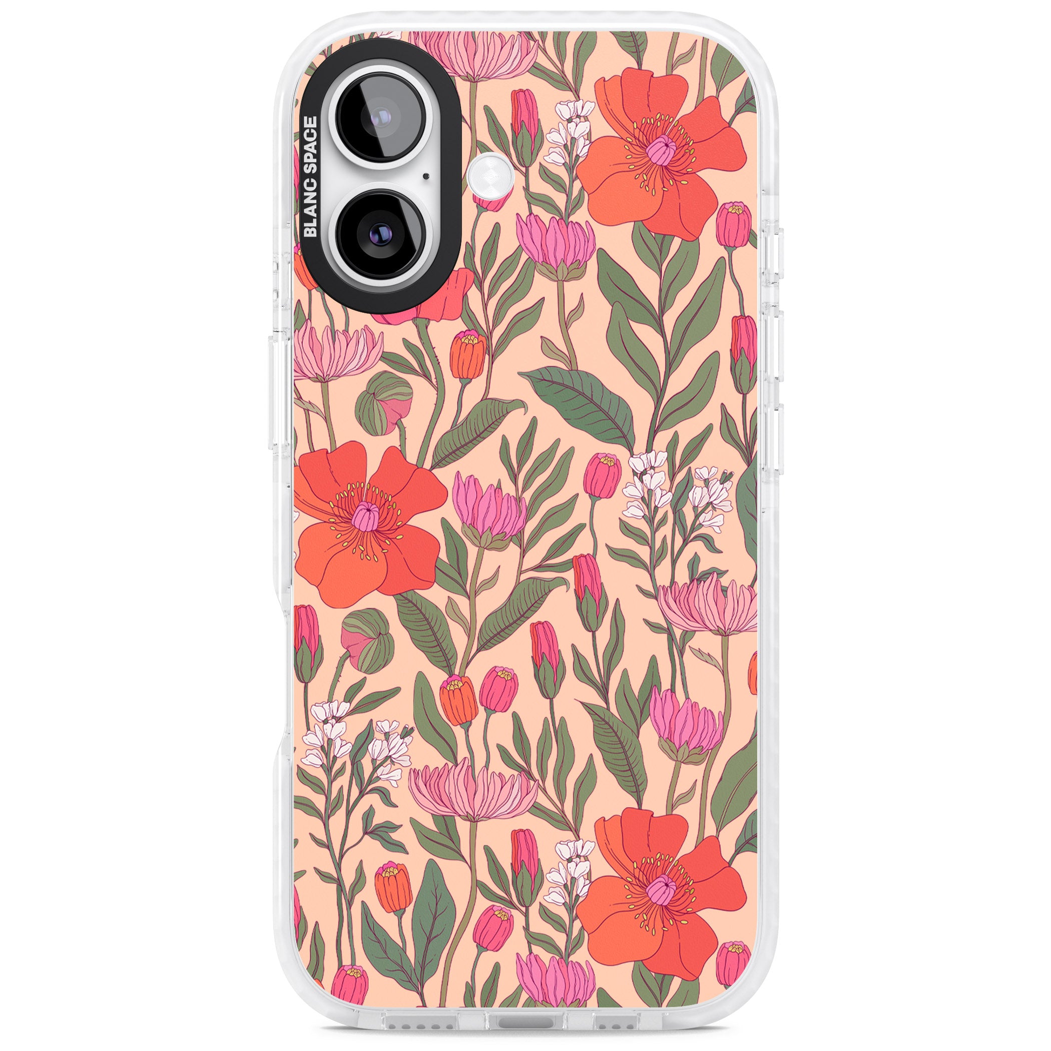 Peachy Floral Background iPhone 17 Impact Pro Clear Phone Case